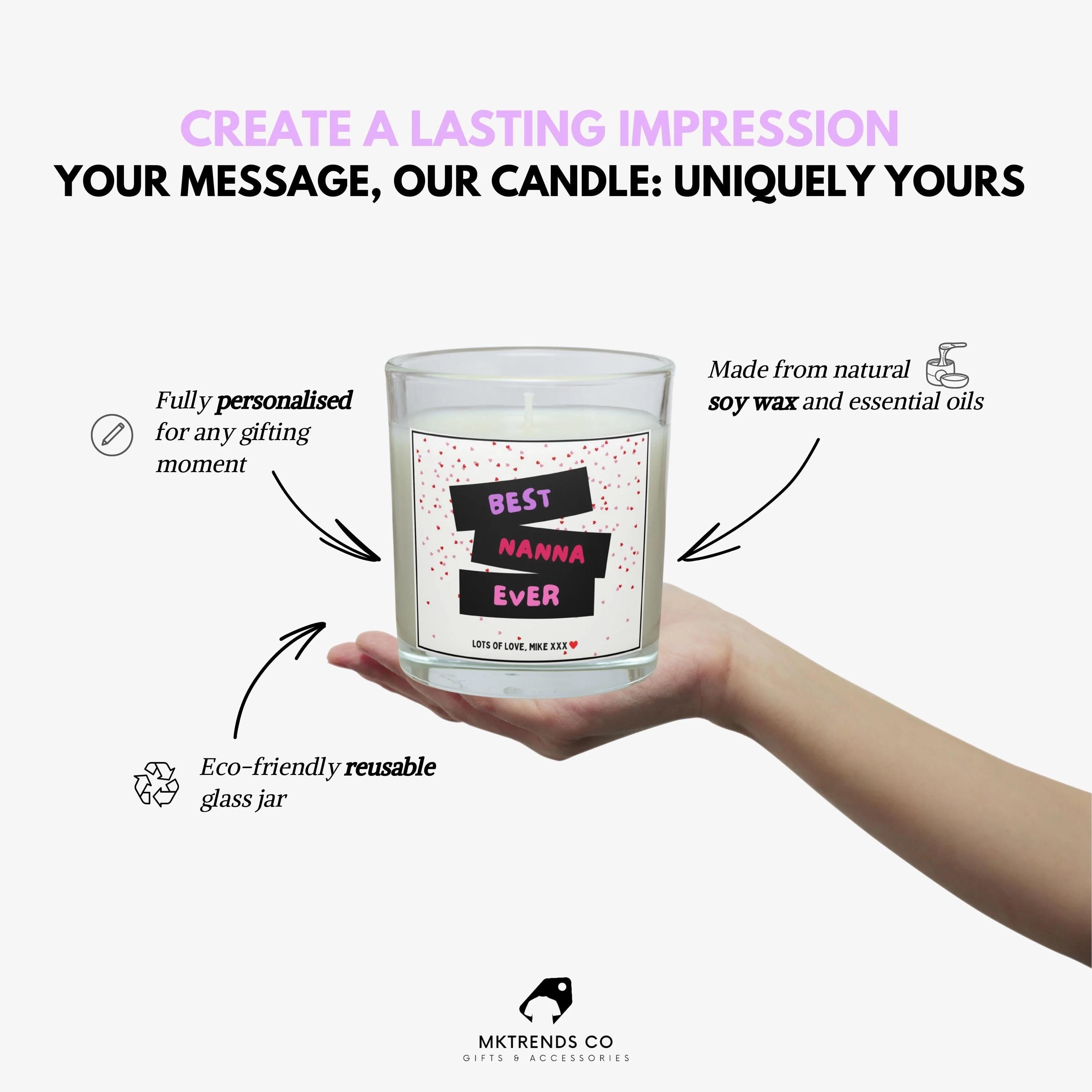 Best Nanna Ever Personalised Candle | Best Nanna Candle Gift | Any Message Nanna Gift | Candle for Nan | Grandma Birthday Gift | Custom Gift Etsy
