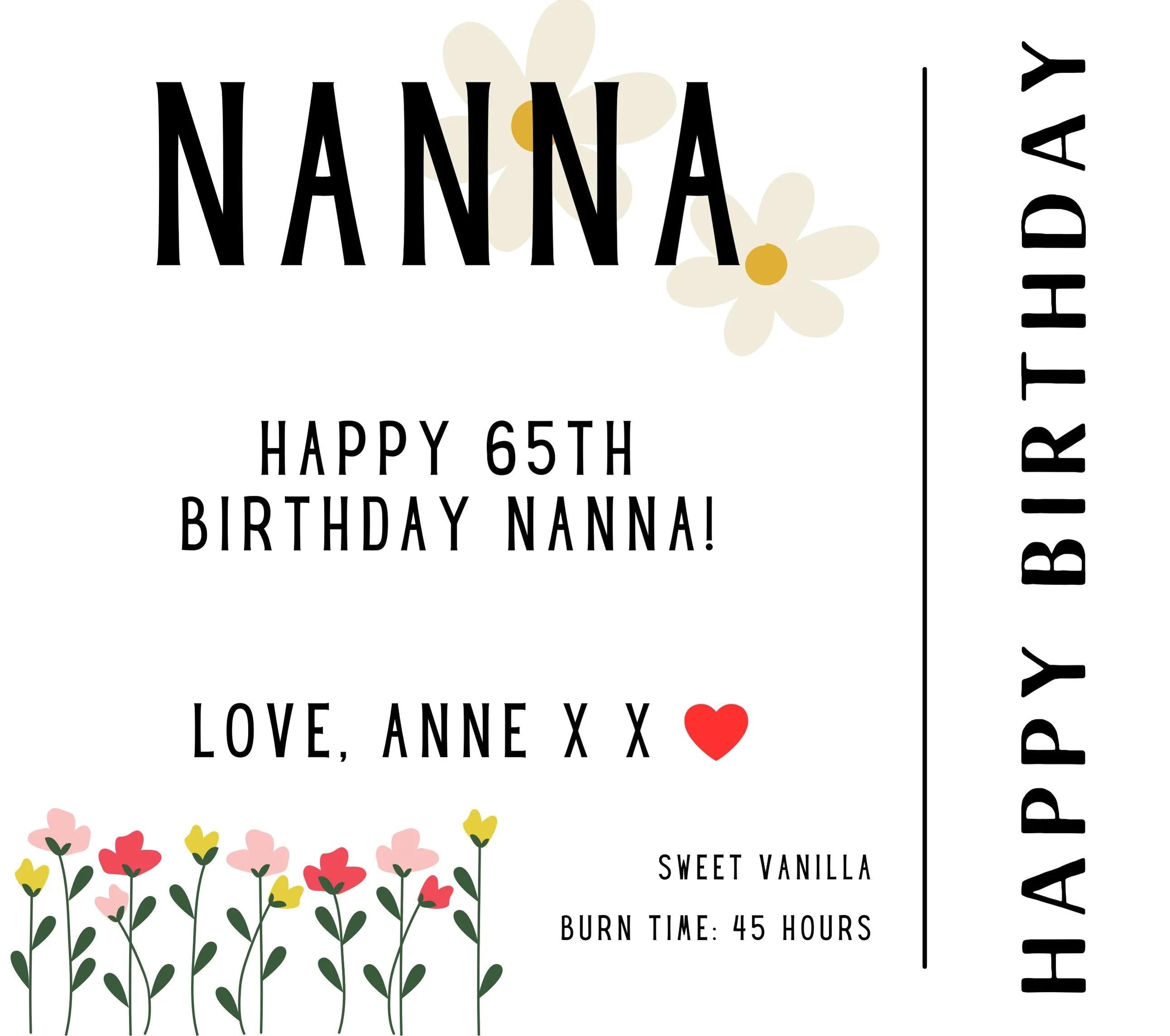 Happy Birthday Nanna Personalised Candle | Any Age Nanna Birthday Candle | Custom Birthday Message Gift for Nan | Grandma Birthday Candle Etsy