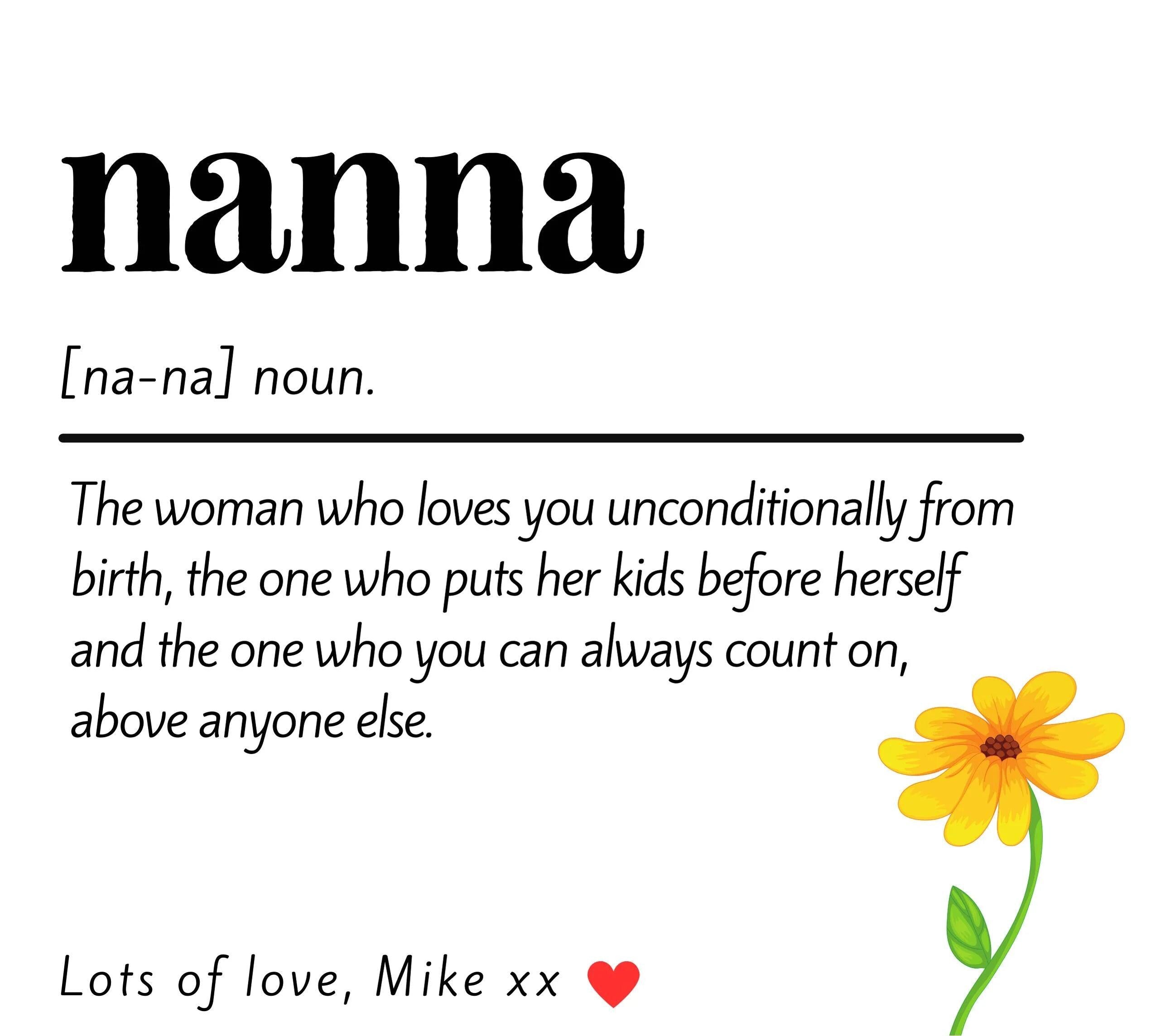 Personalised Nanna Flower Noun Candle | Gifts for Nanna | Nanna Noun Message | Best Nanna Gifts | Gifts for Grandma | To My Nanna Gift | Nan Etsy