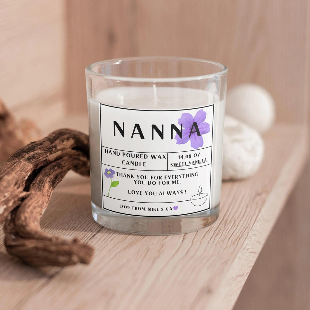 Nanna Message Personalised Candle Gift | Nanna Birthday Gift | Nanna Christmas Gift | gifts for Nan | Grandma Message Candle | Nanna Flower Etsy