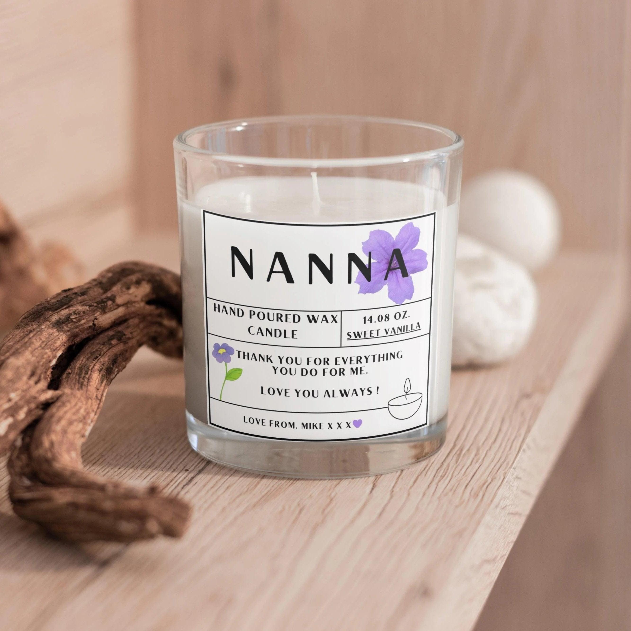 Nanna Message Personalised Candle Gift | Nanna Birthday Gift | Nanna Christmas Gift | gifts for Nan | Grandma Message Candle | Nanna Flower Etsy