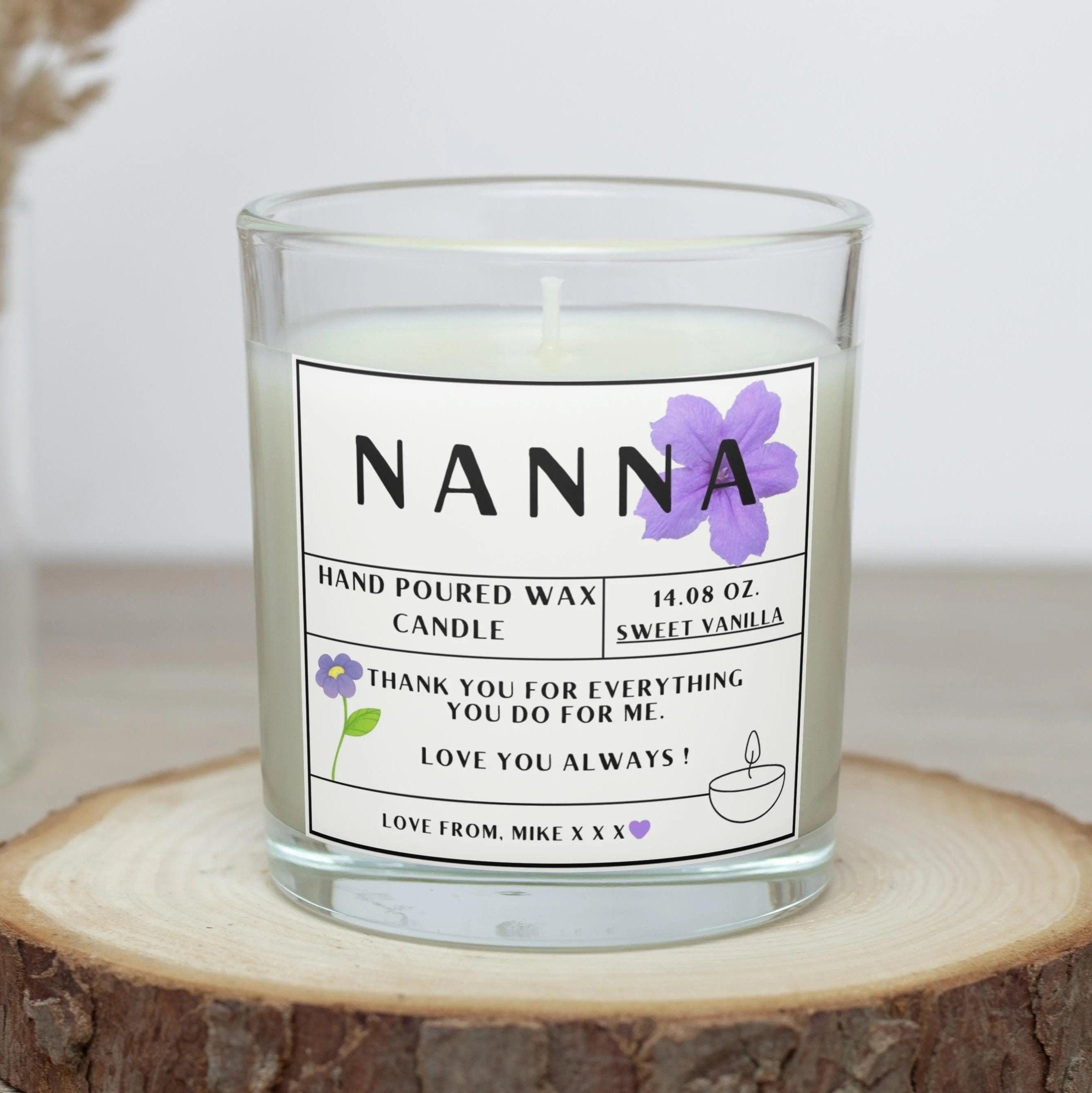 Nanna Message Personalised Candle Gift | Nanna Birthday Gift | Nanna Christmas Gift | gifts for Nan | Grandma Message Candle | Nanna Flower Etsy