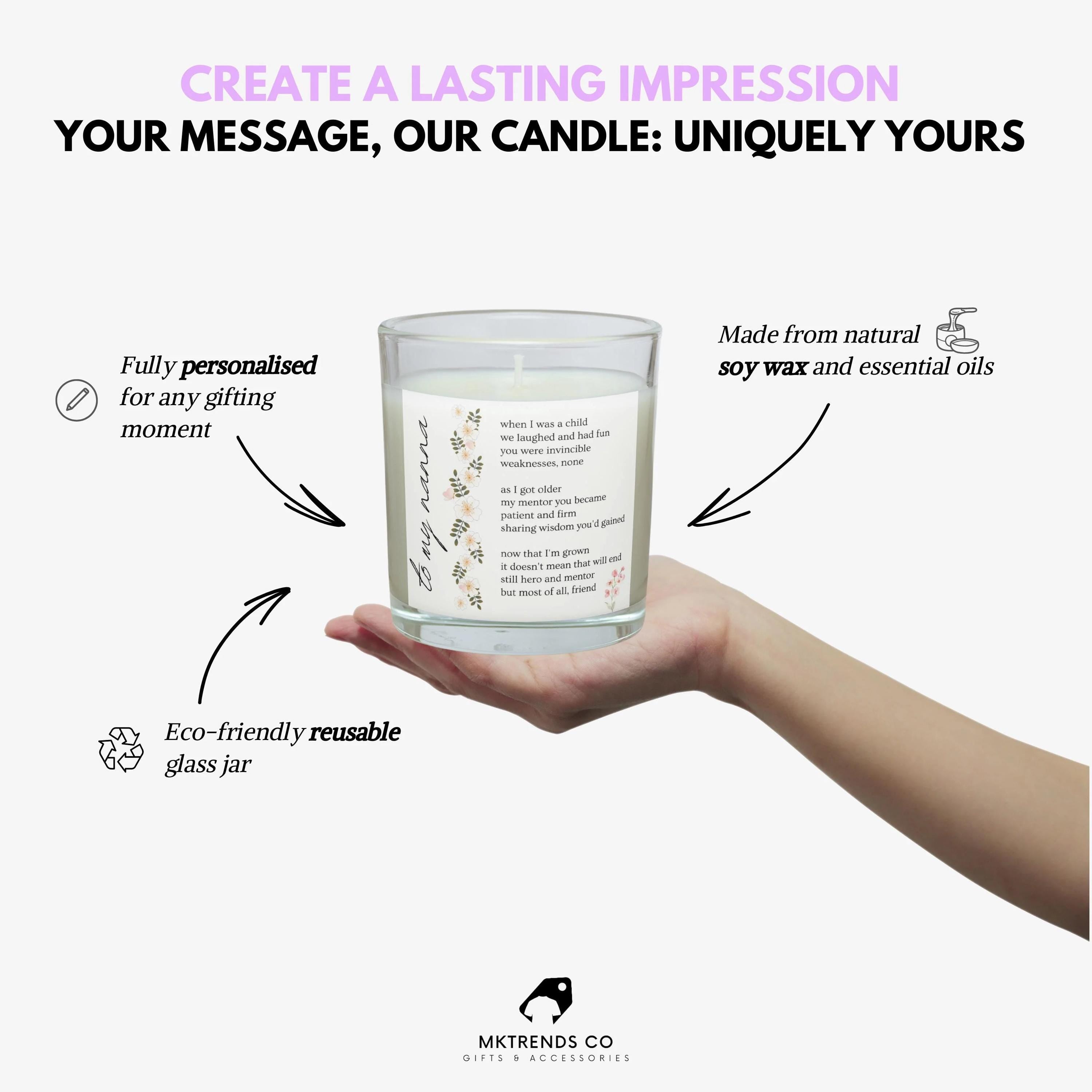Nanna Poem Quote Personalised Candle | To my Nanna Gift | Thoughtful Gift for Nan | Cute Grandma Gift | Custom Message Poem Candle Gift Etsy