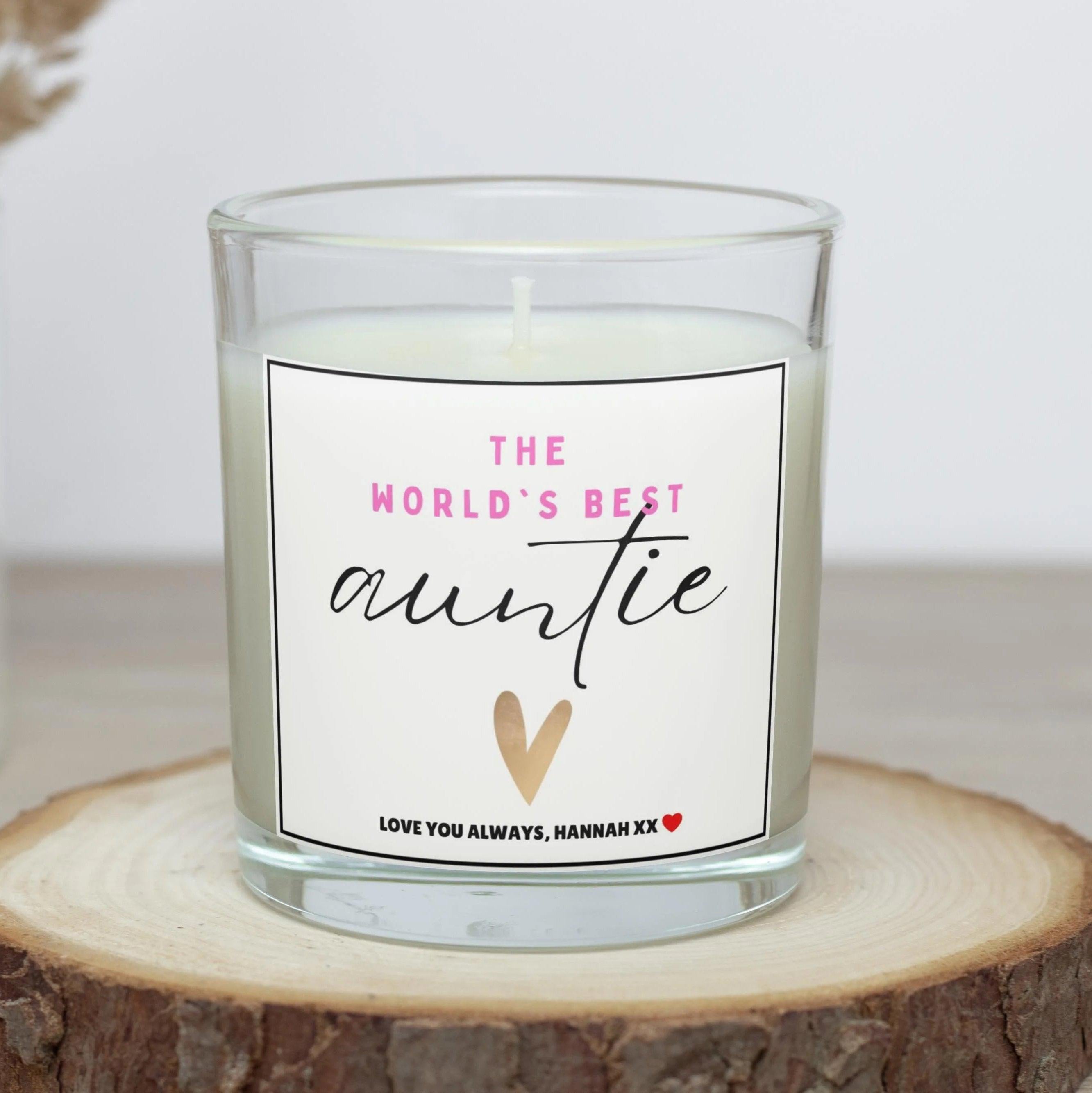 World's Best Auntie Message Personalised Candle | Best Auntie Gift | Auntie Christmas Gift | Auntie Birthday Gift | Best Aunty Candle Gift Etsy