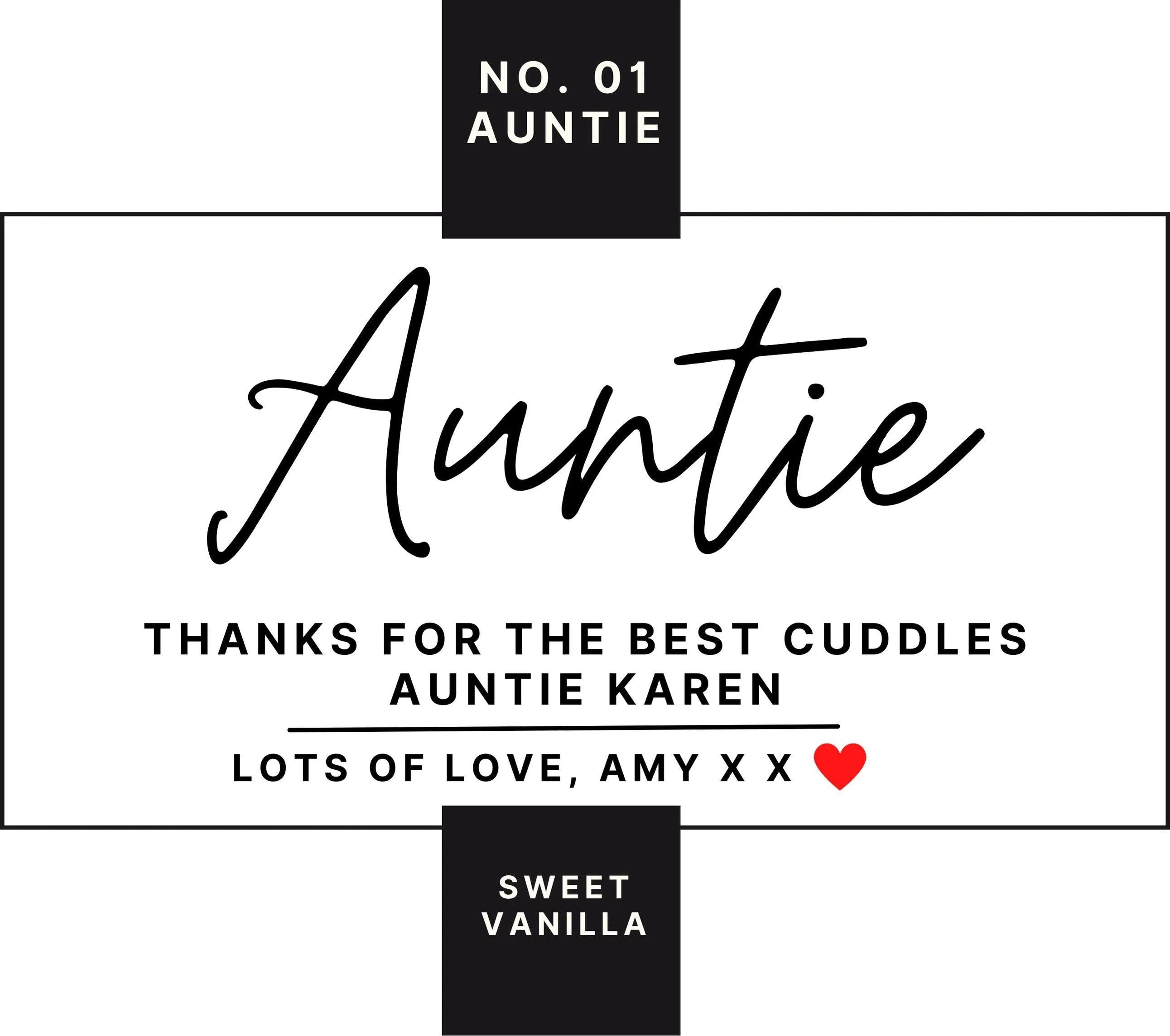 Number 1 Auntie Personalised Candle Gift | Custom Message Number One Aunty Gift | Cute Auntie Gift | Just Because Aunt Candle | Any Message Etsy