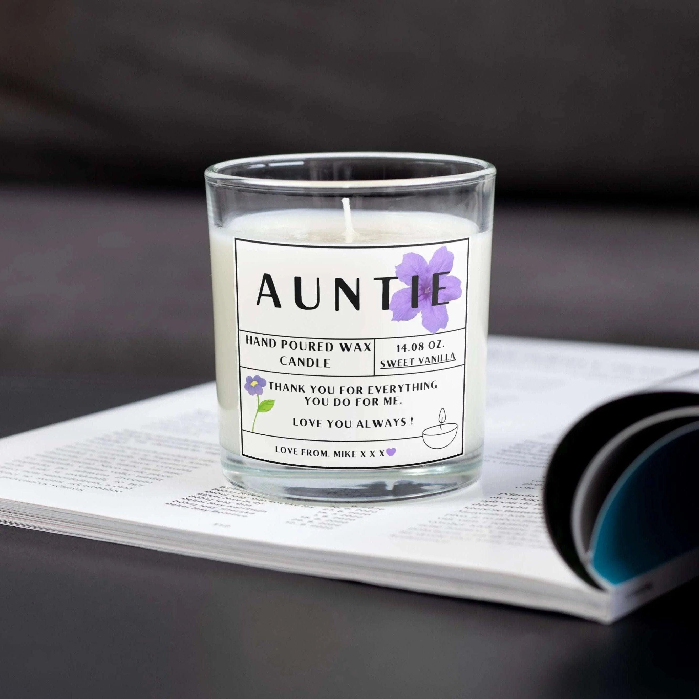 Auntie Message Personalised Candle Gift | Aunty Quote Message Gift | Auntie Birthday | Just Because | Love You Aunt Candle | Thank You Aunty Etsy