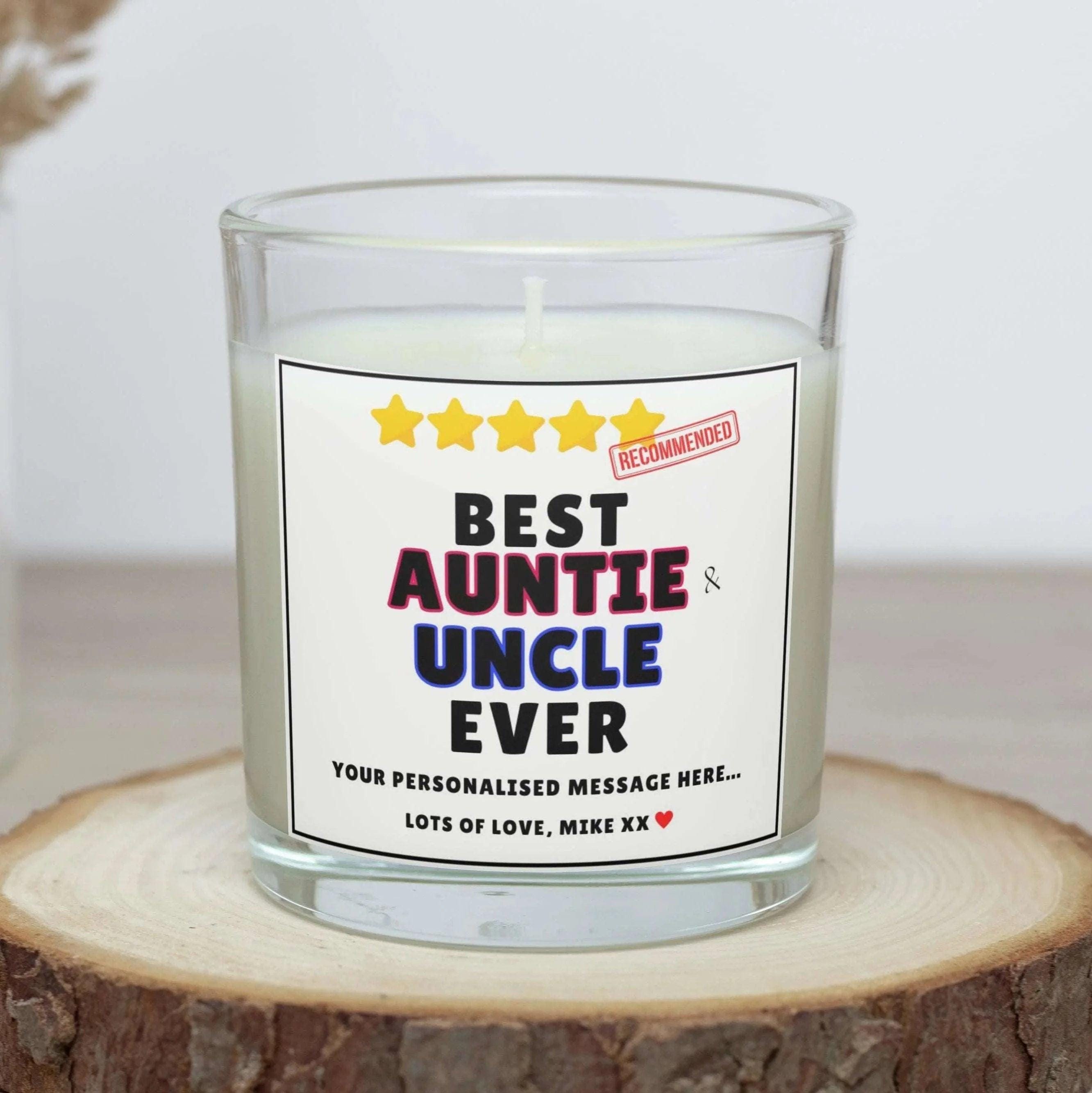 Best Auntie & Uncle Ever Personalised Candle | Auntie Uncle Gift | Novelty Auntie and Uncle Gift | Funny Message Award | Auntie Uncle Gift Etsy