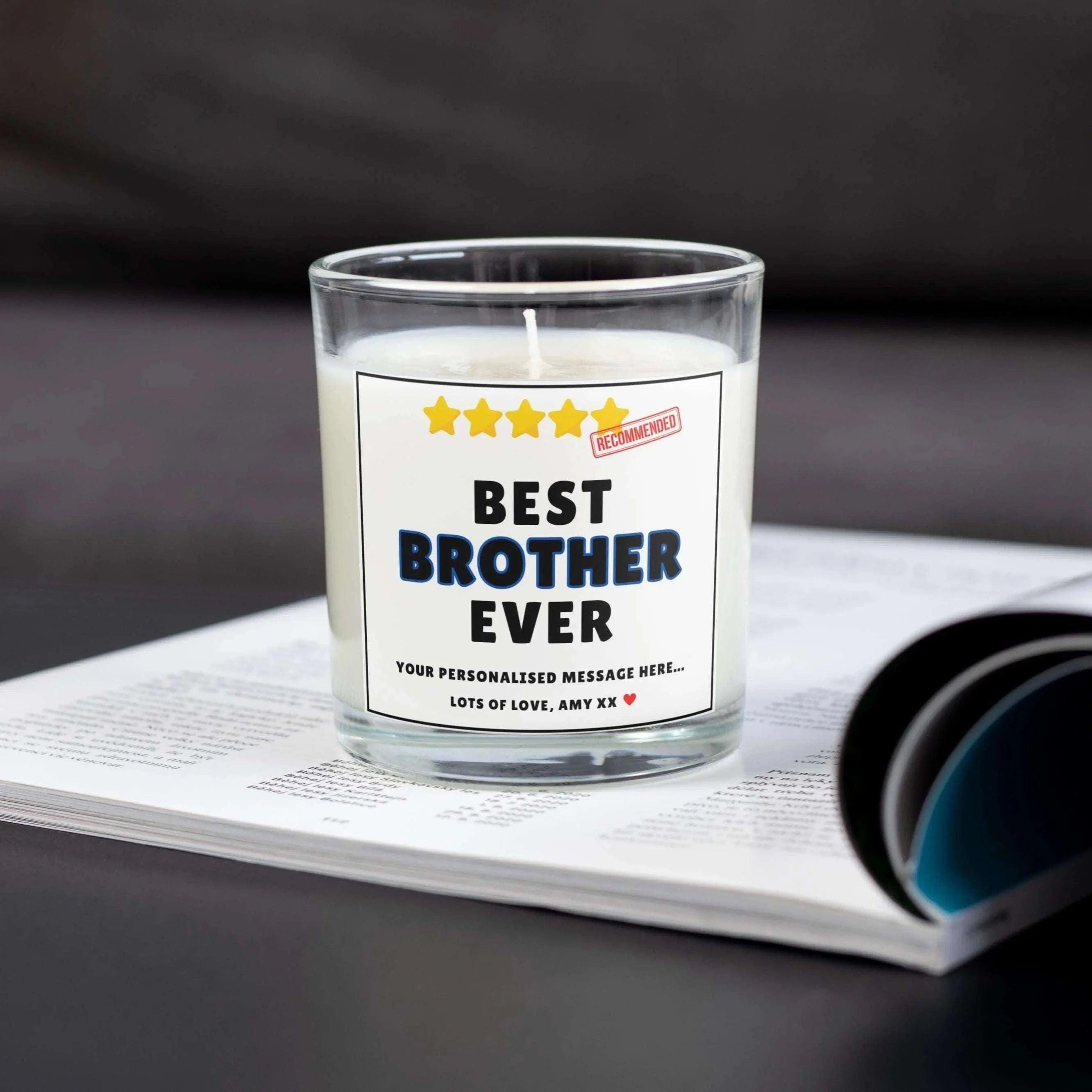 Best Brother Ever 5-Stars Review Personalised Candle | Novelty Best brother Ever Review | Brother Birthday | Thank You Brother Candle Gift Etsy