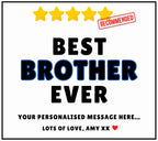 Best Brother Ever 5-Stars Review Personalised Candle | Novelty Best brother Ever Review | Brother Birthday | Thank You Brother Candle Gift Etsy