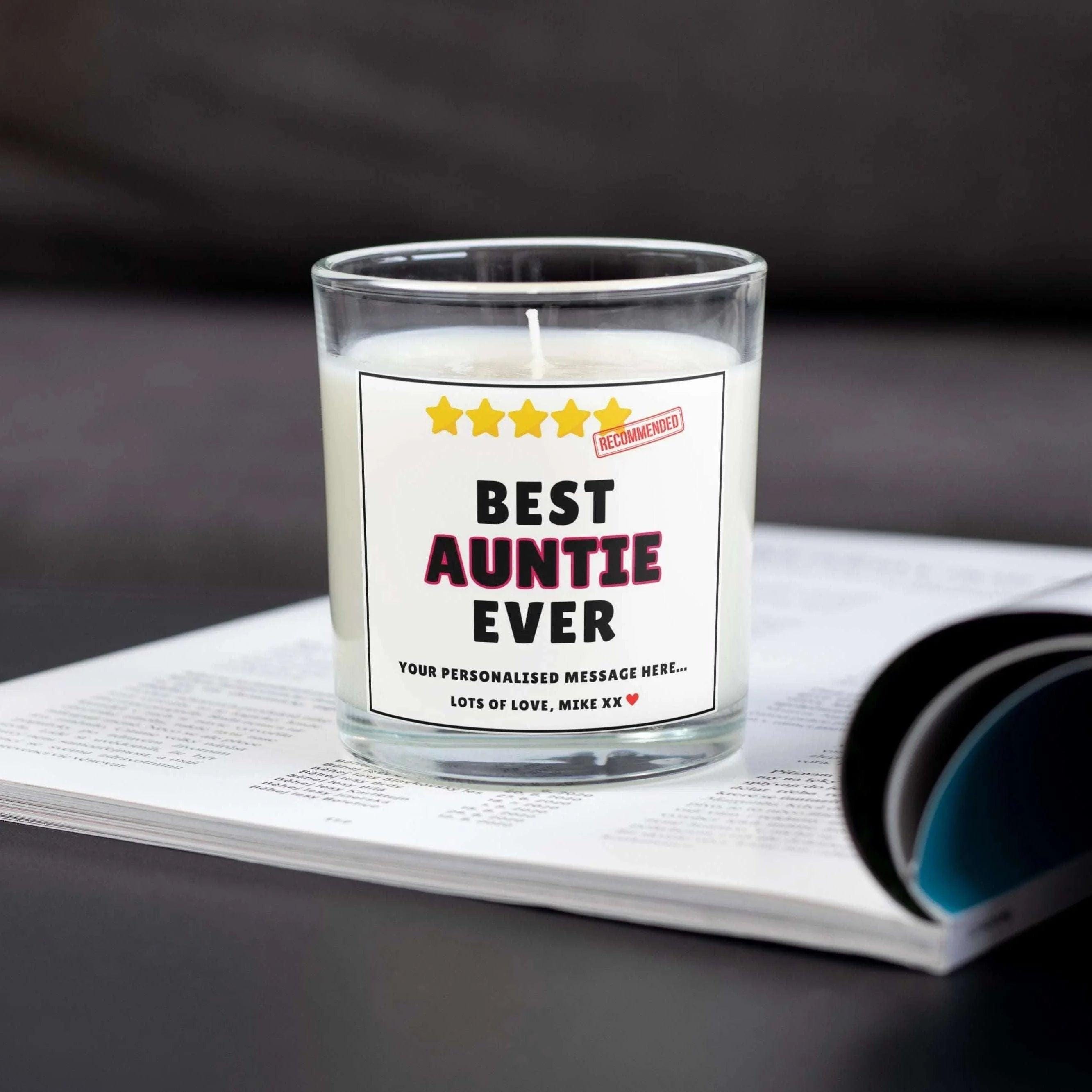 Best Auntie Ever 5 Stars Review Personalised Candle Gift | Novelty Gift for Auntie | Funny Aunty Review Candle | Best Auntie Message Candle Etsy