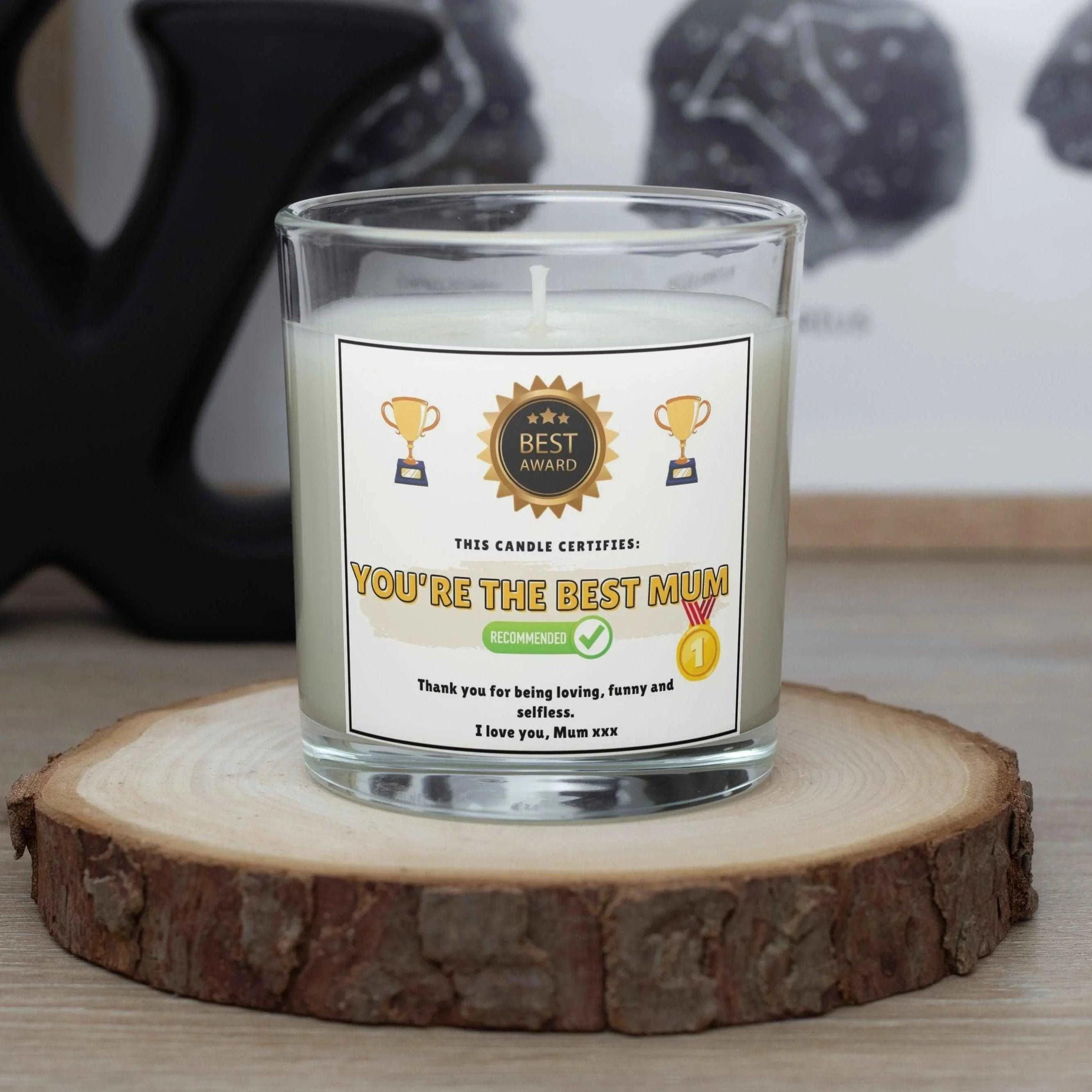 Best Mum Award Personalised Candle | Best Mum Award Gift | Funny Gift for Mum | Funny Message Mum Gift | Novelty Mum Candle | Mum Message Etsy