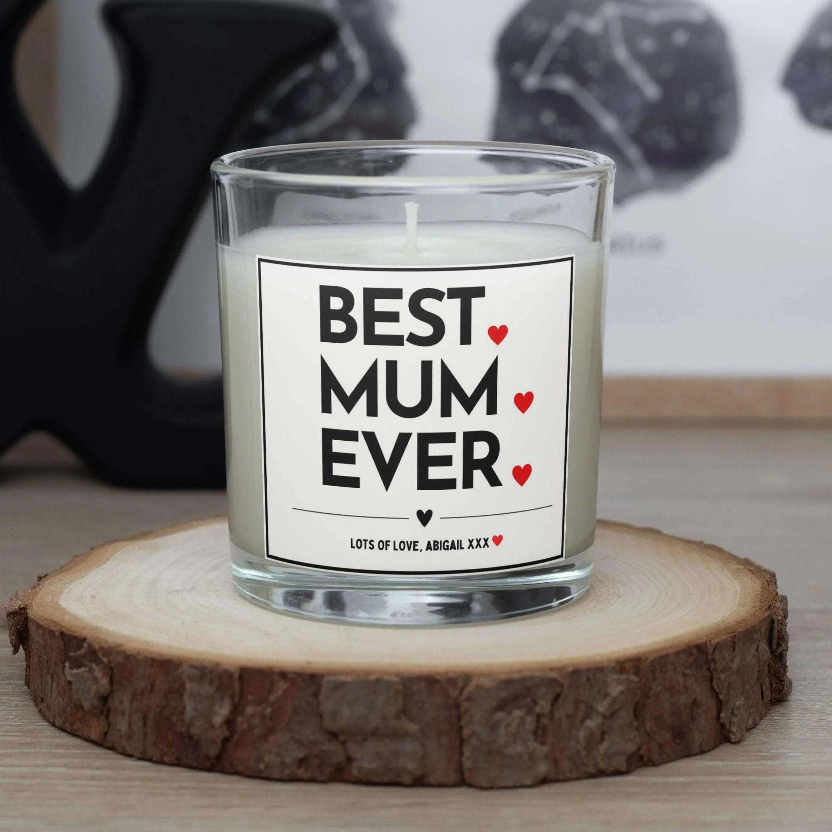Best Mum Ever Personalised Candle | Best Mum Ever Gift | Best Mum Ever Hearts Candle | Gift for Mum | Mum Birthday | Mum Christmas Gifts Etsy