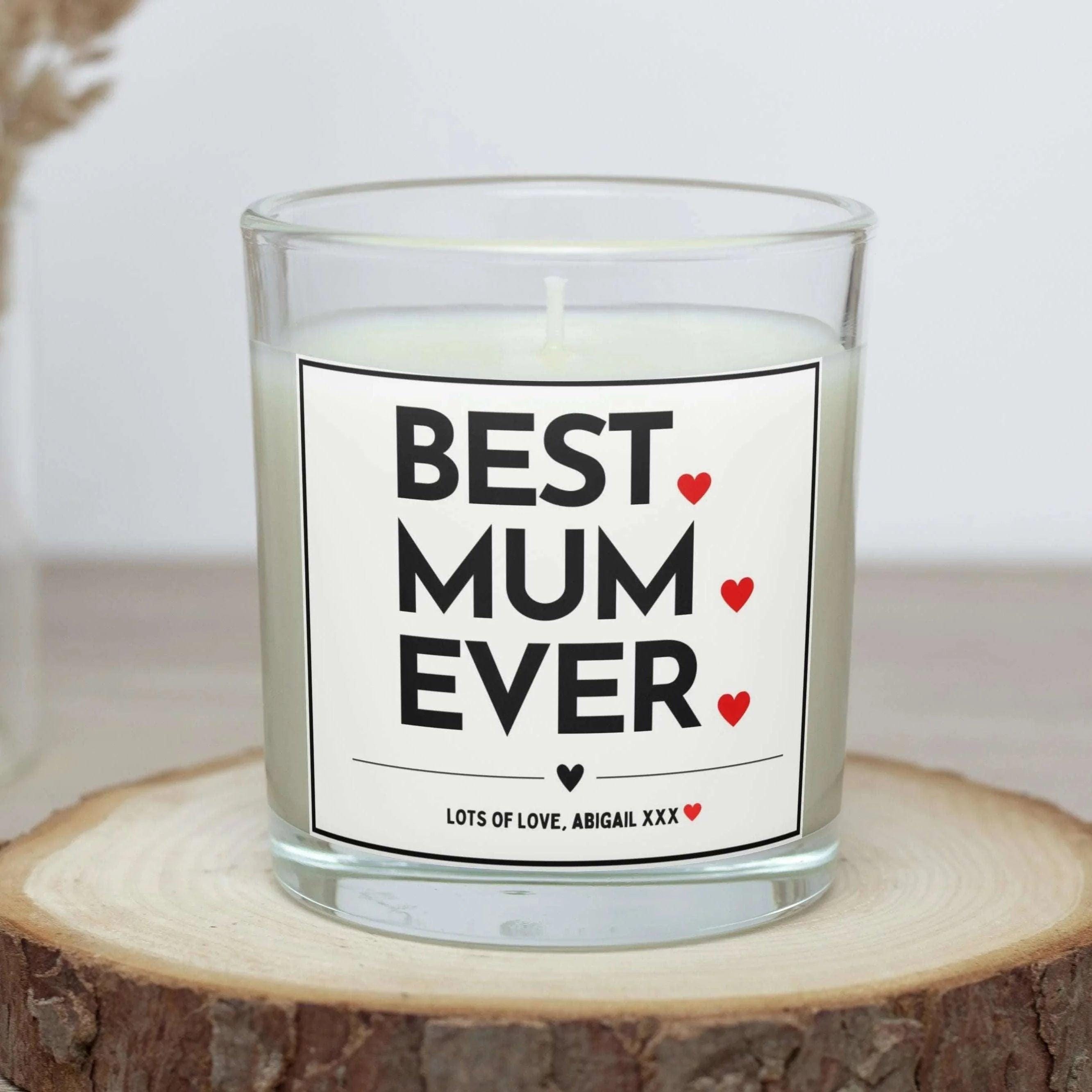 Best Mum Ever Personalised Candle | Best Mum Ever Gift | Best Mum Ever Hearts Candle | Gift for Mum | Mum Birthday | Mum Christmas Gifts Etsy