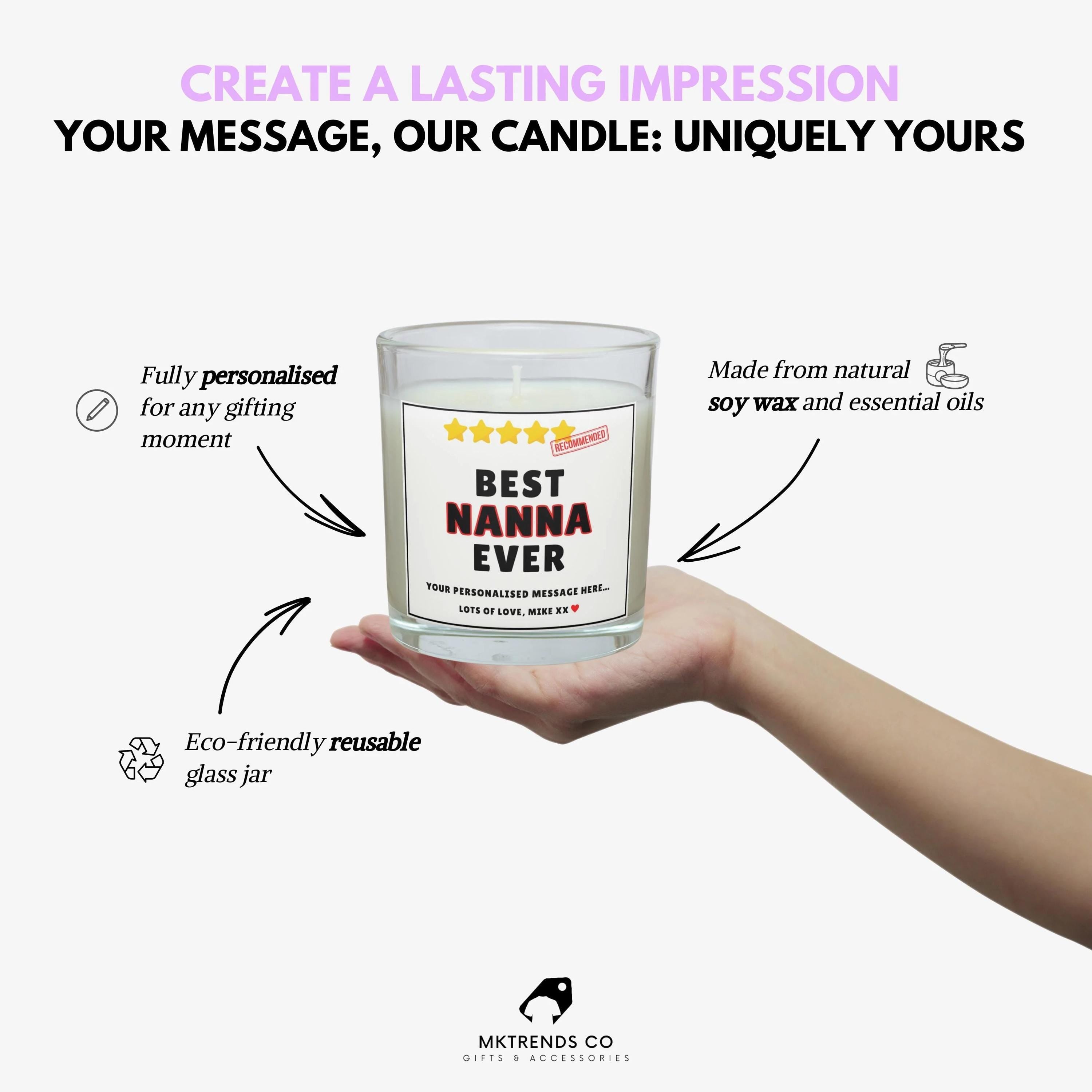 5 Star Best Nan Ever Personalised Candle | Nanna Funny Five Star Review Gift | Fun Novelty Gift for Nan | Nanna Birthday | Thank You Nanna Etsy
