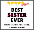 Novelty 5-Star Best Sister Ever Personalised Candle | Funny Gift for Sister | Best Sister Ever Review Message | Funny Custom Sister Candle Etsy
