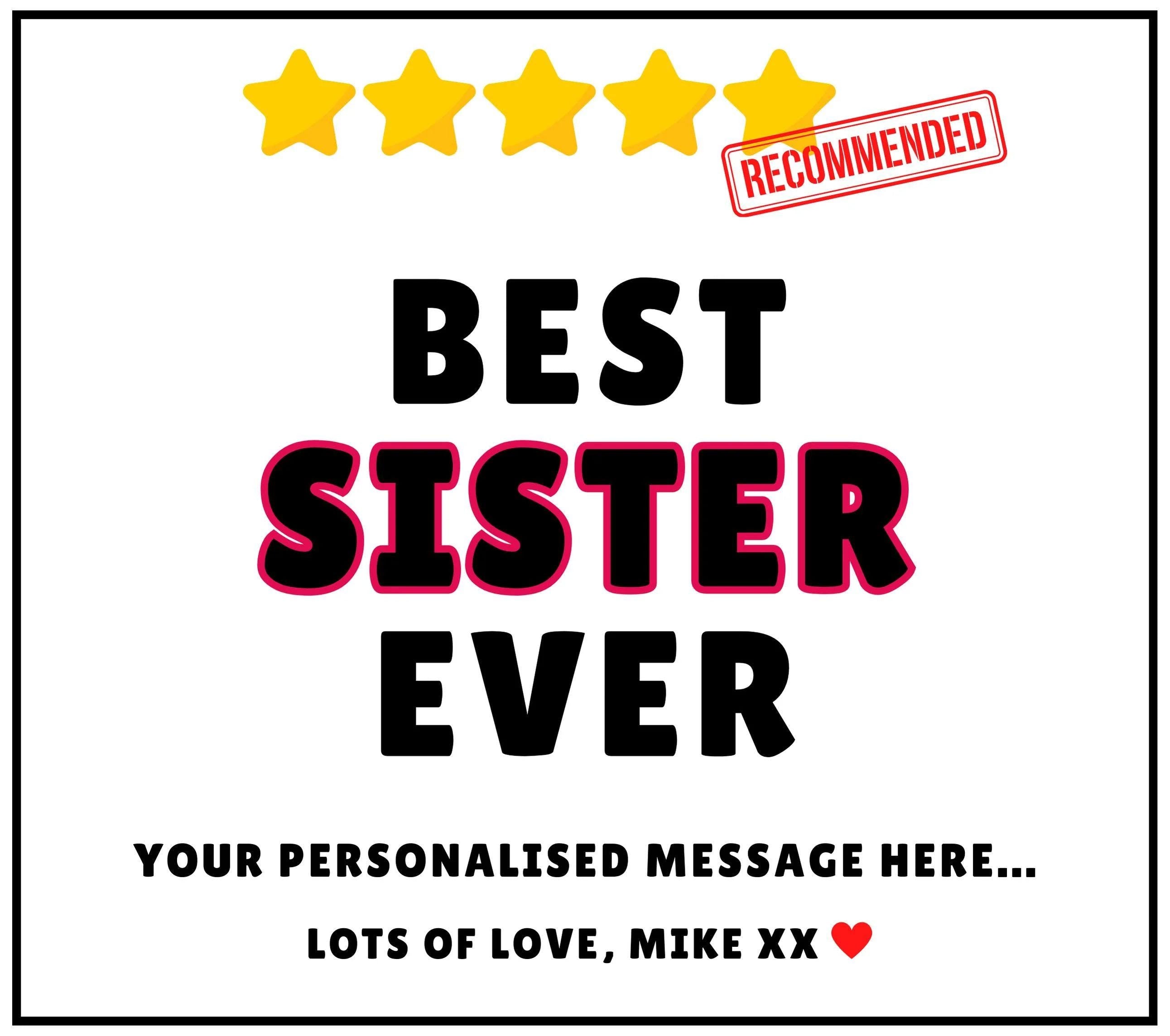 Novelty 5-Star Best Sister Ever Personalised Candle | Funny Gift for Sister | Best Sister Ever Review Message | Funny Custom Sister Candle Etsy