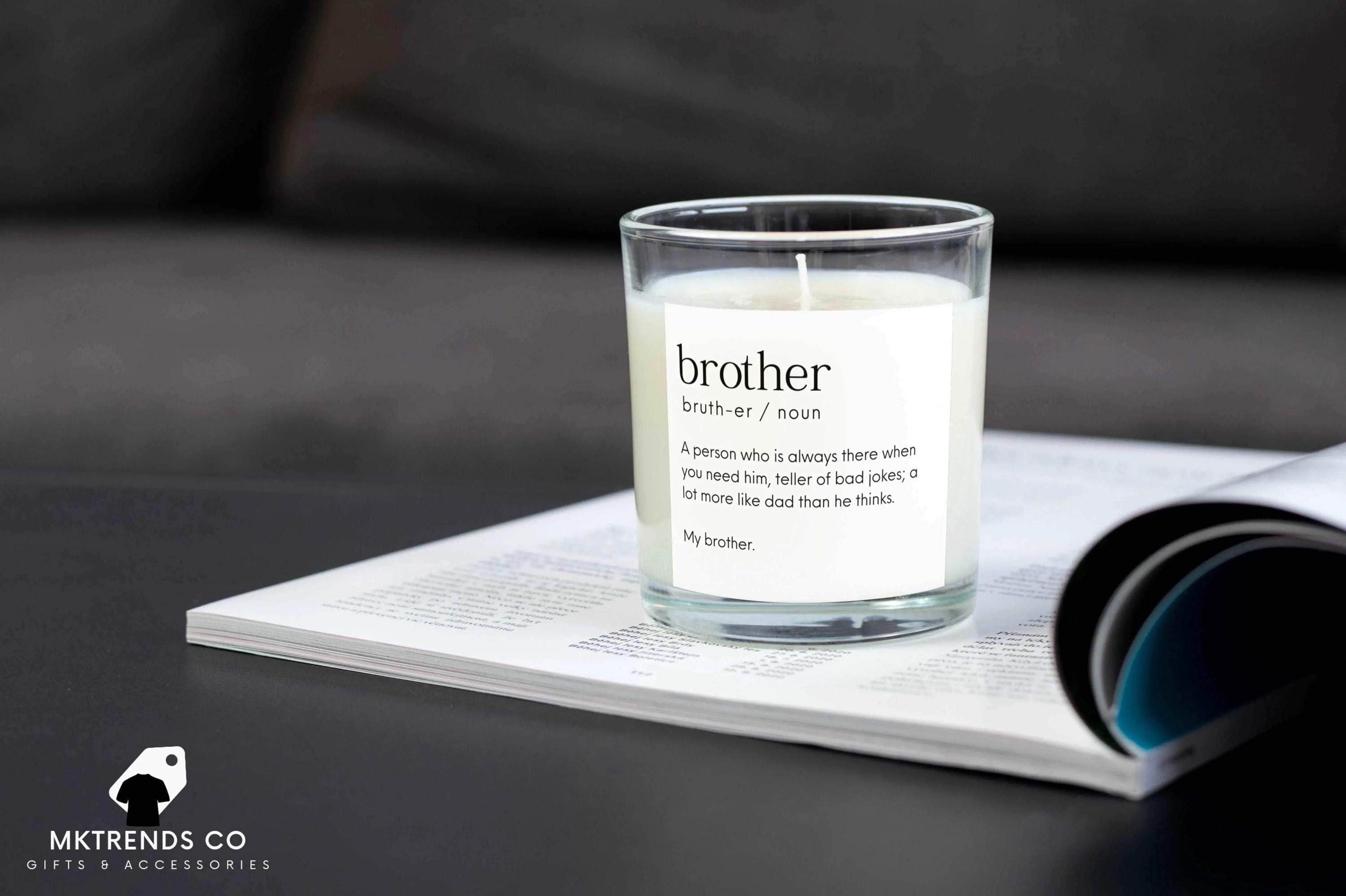 Brother Noun Definition Personalised Candle | Gifts for Brother | Brother Gifts | Any Message Brother Gift Christmas Etsy