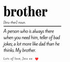 Brother Noun Definition Personalised Candle | Brother Dictionary Quote | Custom Message Brother Gift | Brother Christmas | Birthday Candle Etsy
