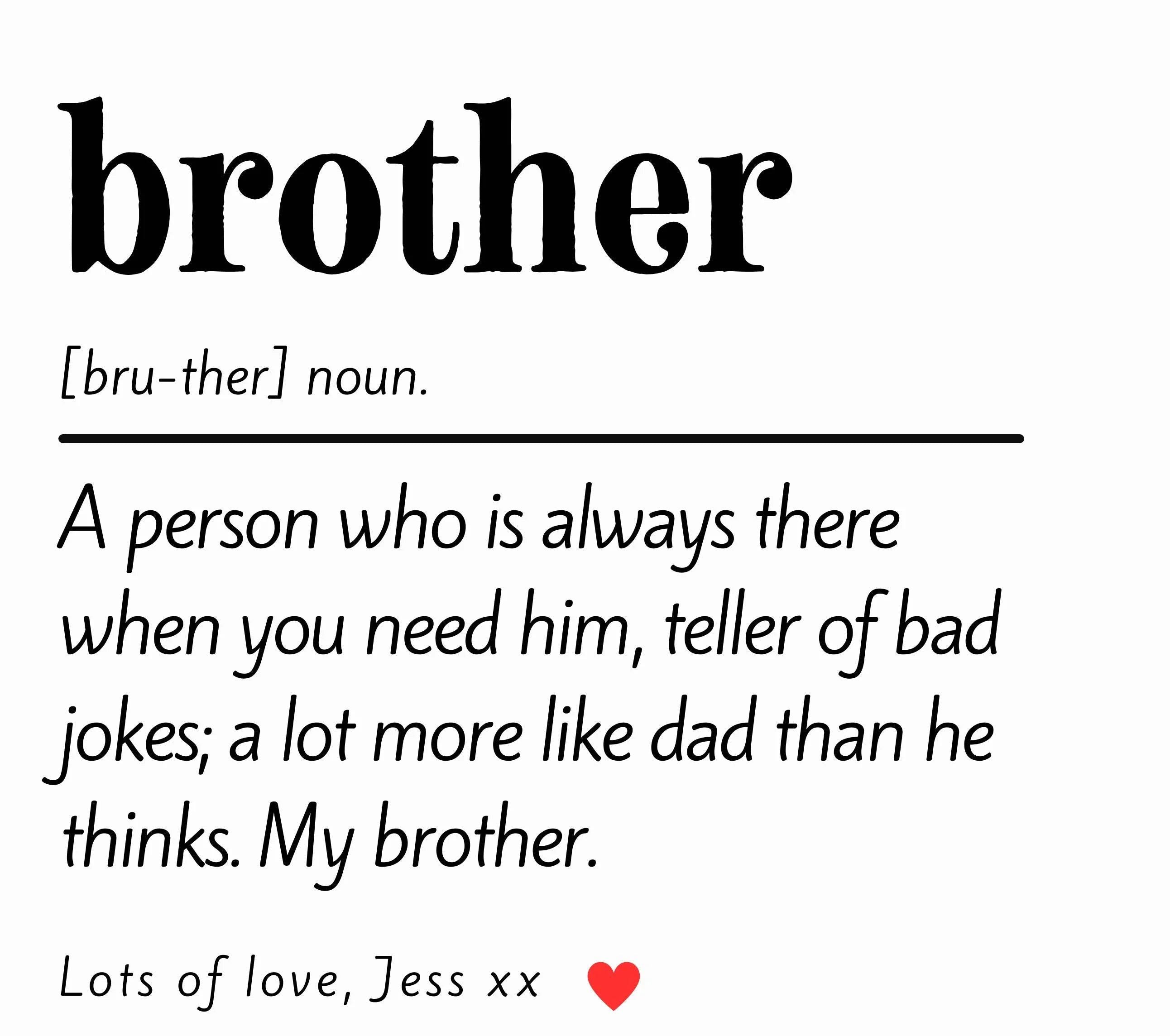 Brother Noun Definition Personalised Candle | Brother Dictionary Quote | Custom Message Brother Gift | Brother Christmas | Birthday Candle Etsy