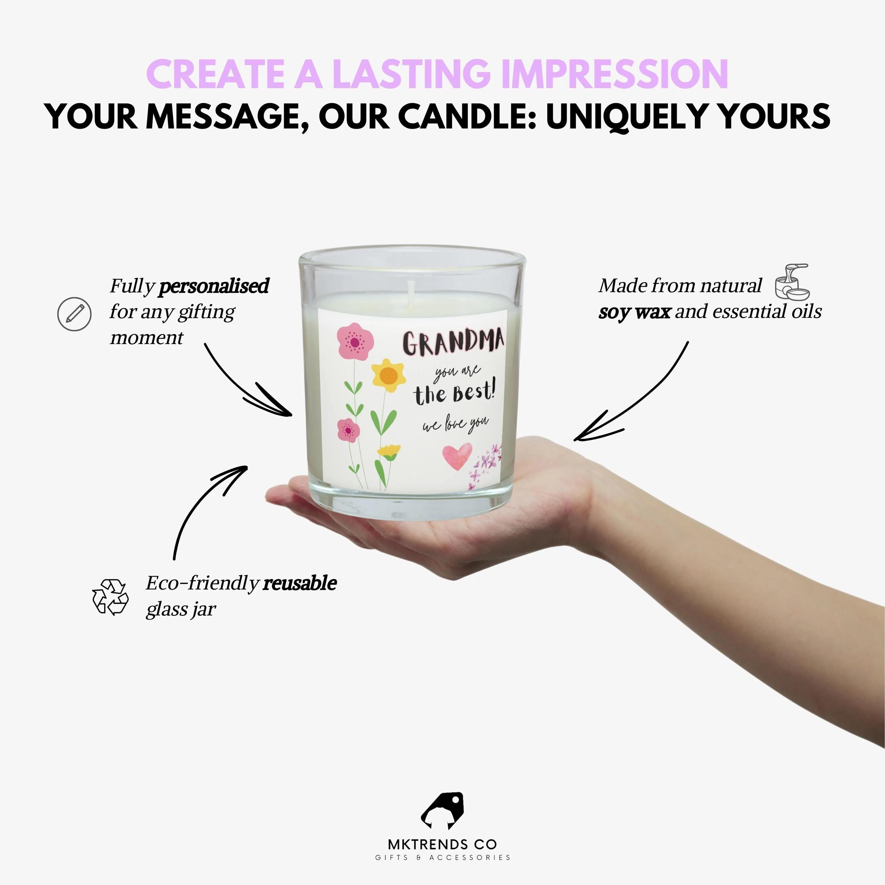 Grandma You're the Best Personalised Candle | Best Grandma Gift | Grandma Flowers Gift | Grandma Message Candle | Grandma Birthday Gifts Etsy