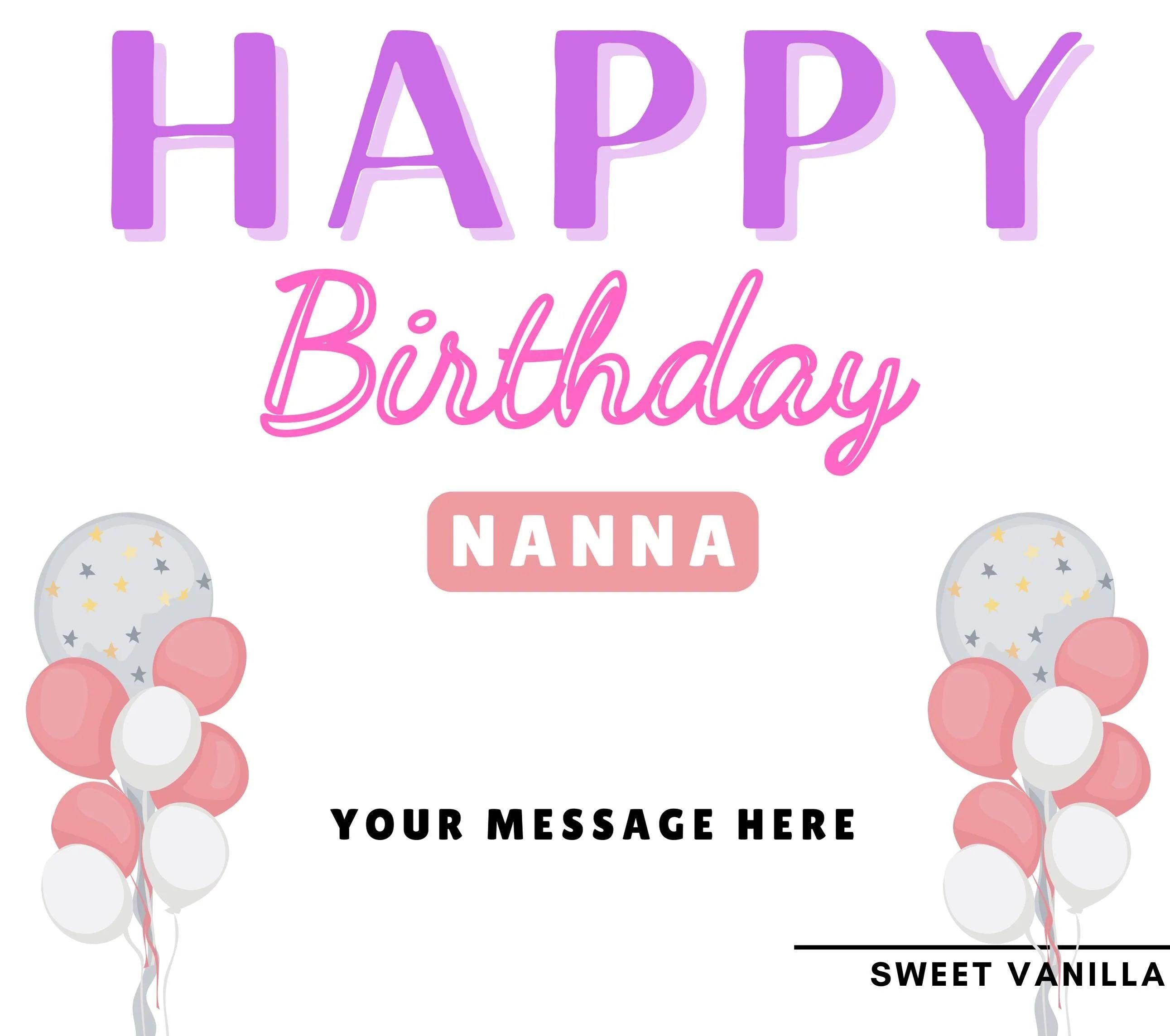 Nanna Happy Birthday Balloon Personalised Candle Gift | Happy Birthday Nan Gift | Grandma Happy Birthday Message Candle | Nanna Birthday Etsy