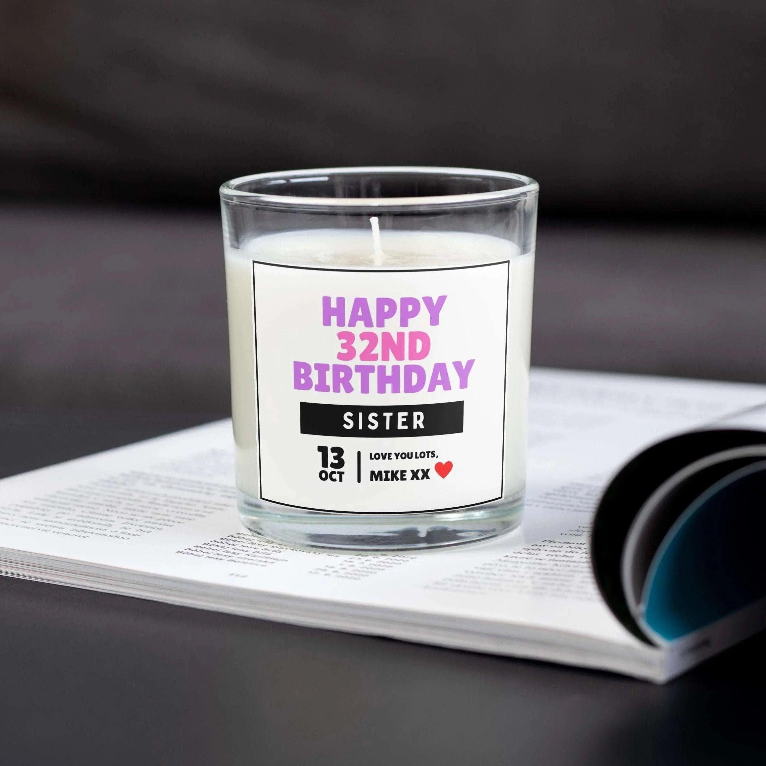 Happy Birthday Sister Age Personalised Candle | Sister 18th | 21st | 30th | 40th | Sister Milestone Birthday Candle Gift | Custom Message Etsy