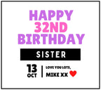Happy Birthday Sister Age Personalised Candle | Sister 18th | 21st | 30th | 40th | Sister Milestone Birthday Candle Gift | Custom Message Etsy