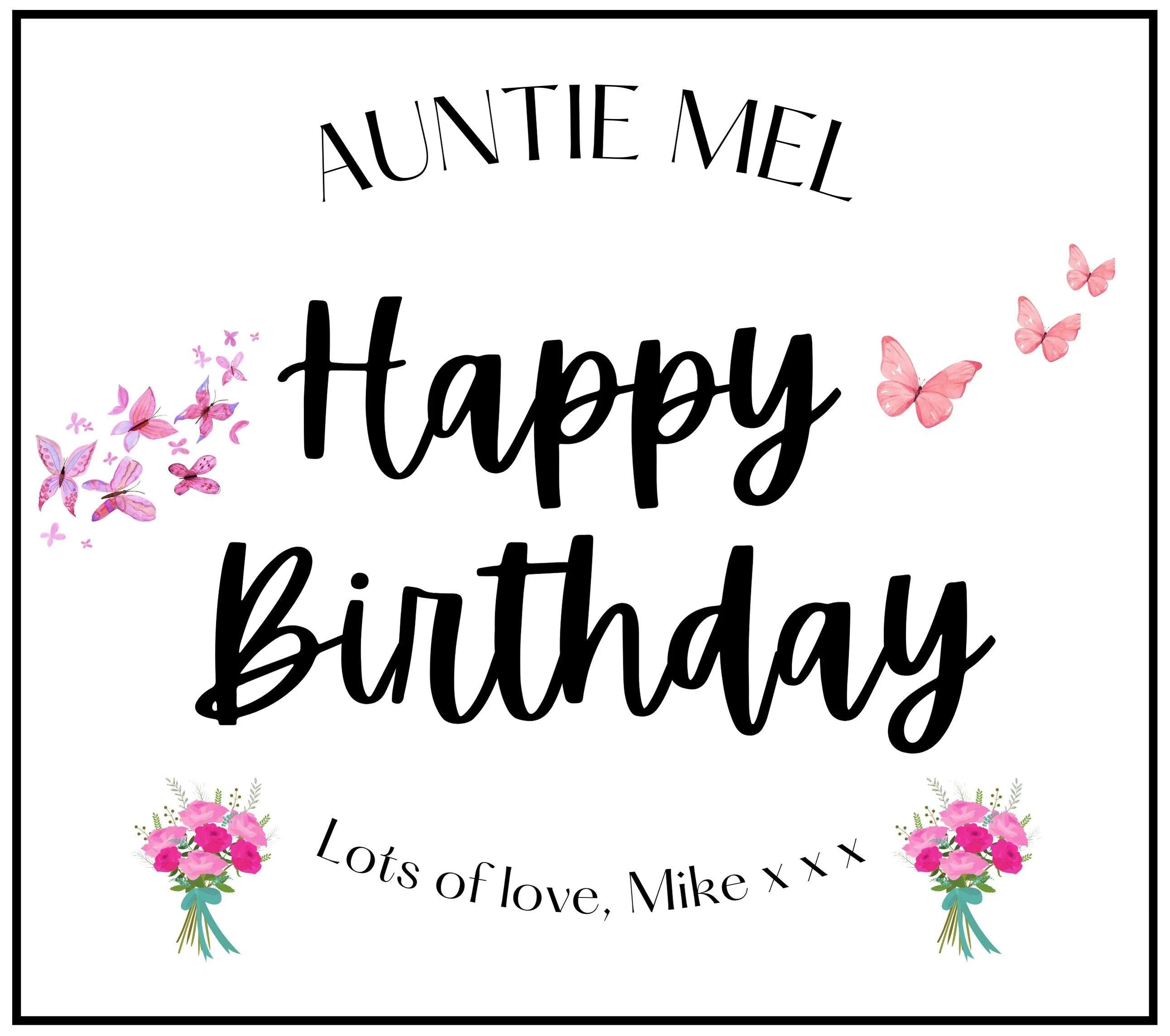 Auntie Happy Birthday Personalised Candle Gift | Aunty Birthday Candle | Birthday Gift from Niece and Nephew | Auntie Birthday Message Gift Etsy