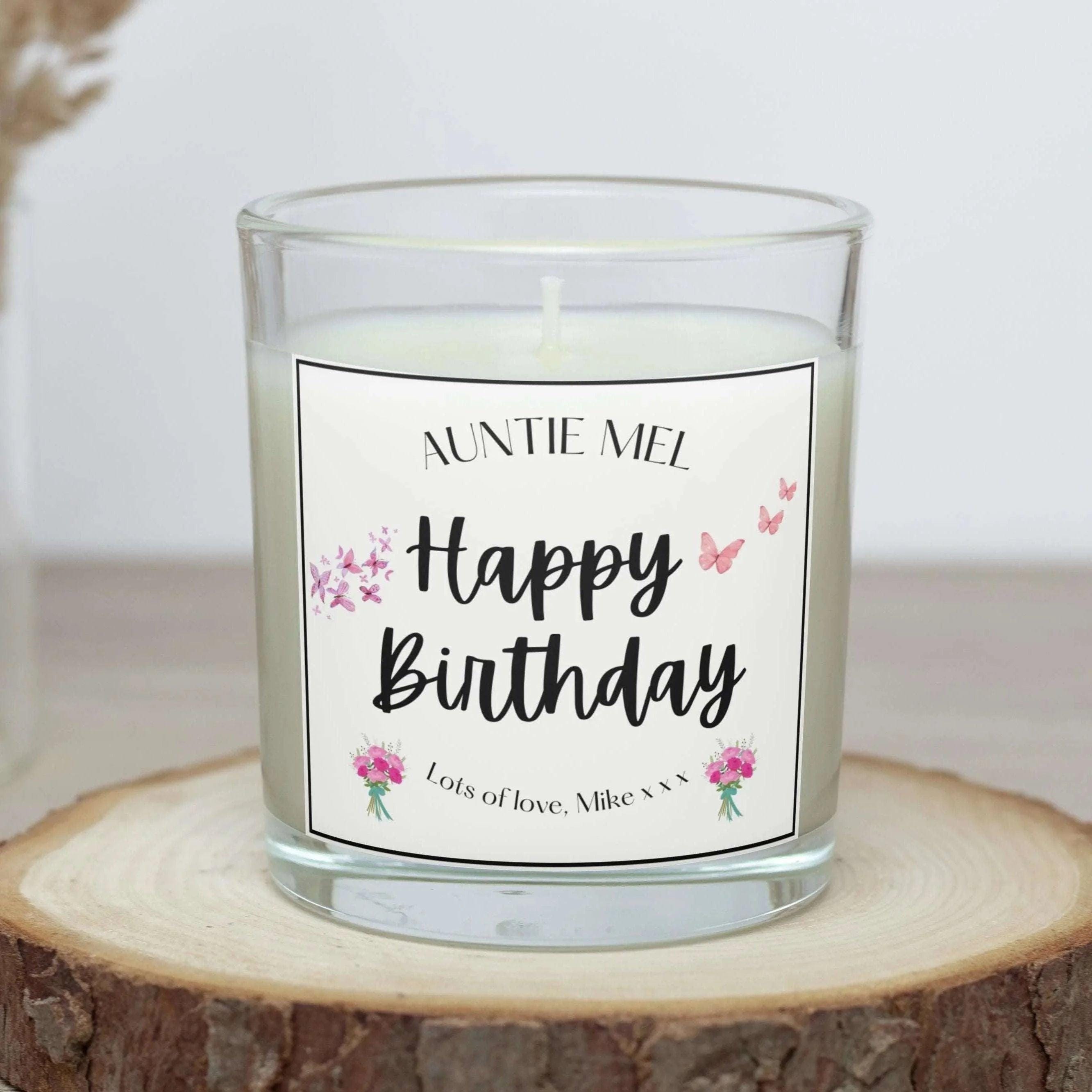 Auntie Happy Birthday Personalised Candle Gift | Aunty Birthday Candle | Birthday Gift from Niece and Nephew | Auntie Birthday Message Gift Etsy
