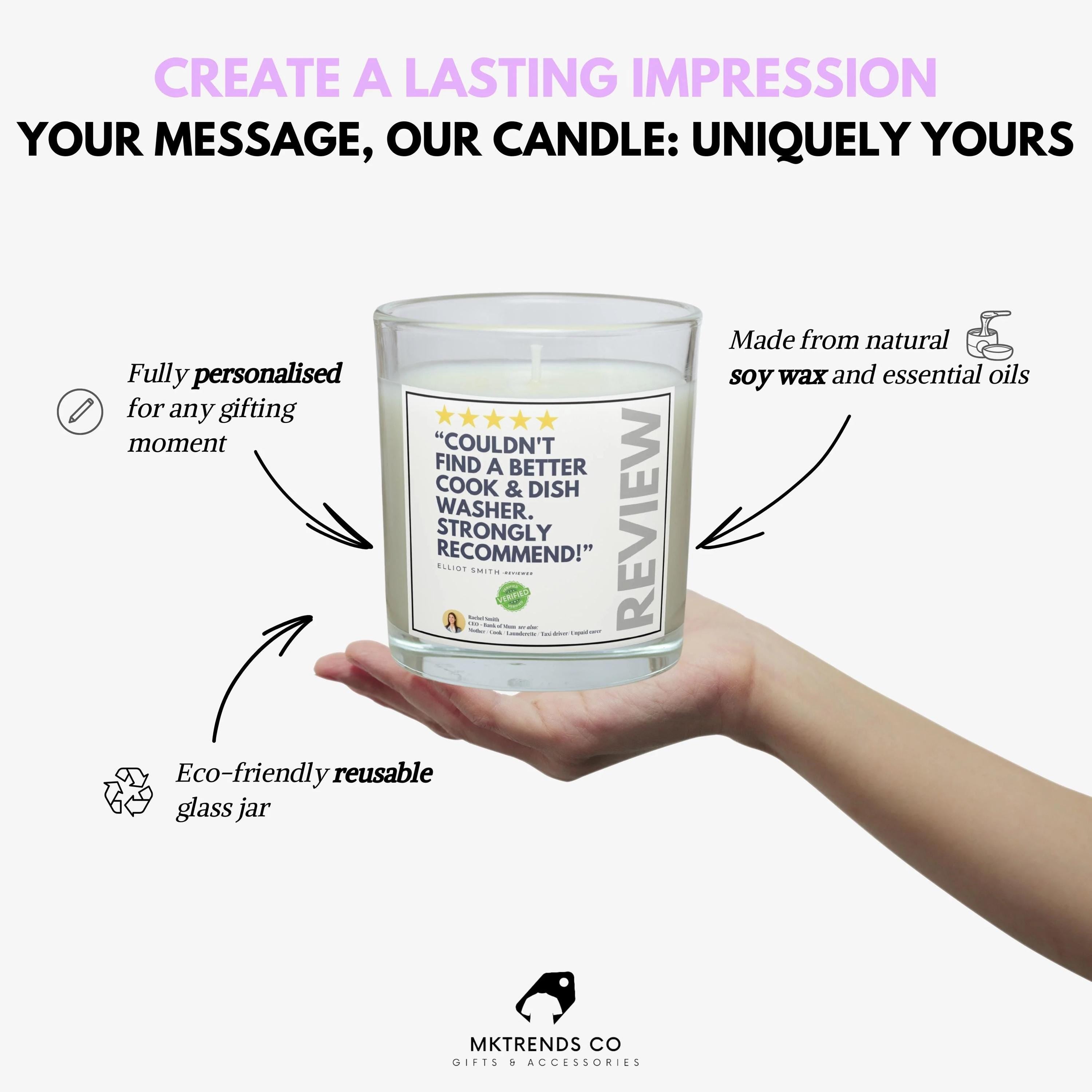 Funny Mum Review Personalised Candle | Funny Gifts for Mum | Novelty Mum | Mum Christmas | Any Message Joke Gift | Mum Review Candle Gift Etsy