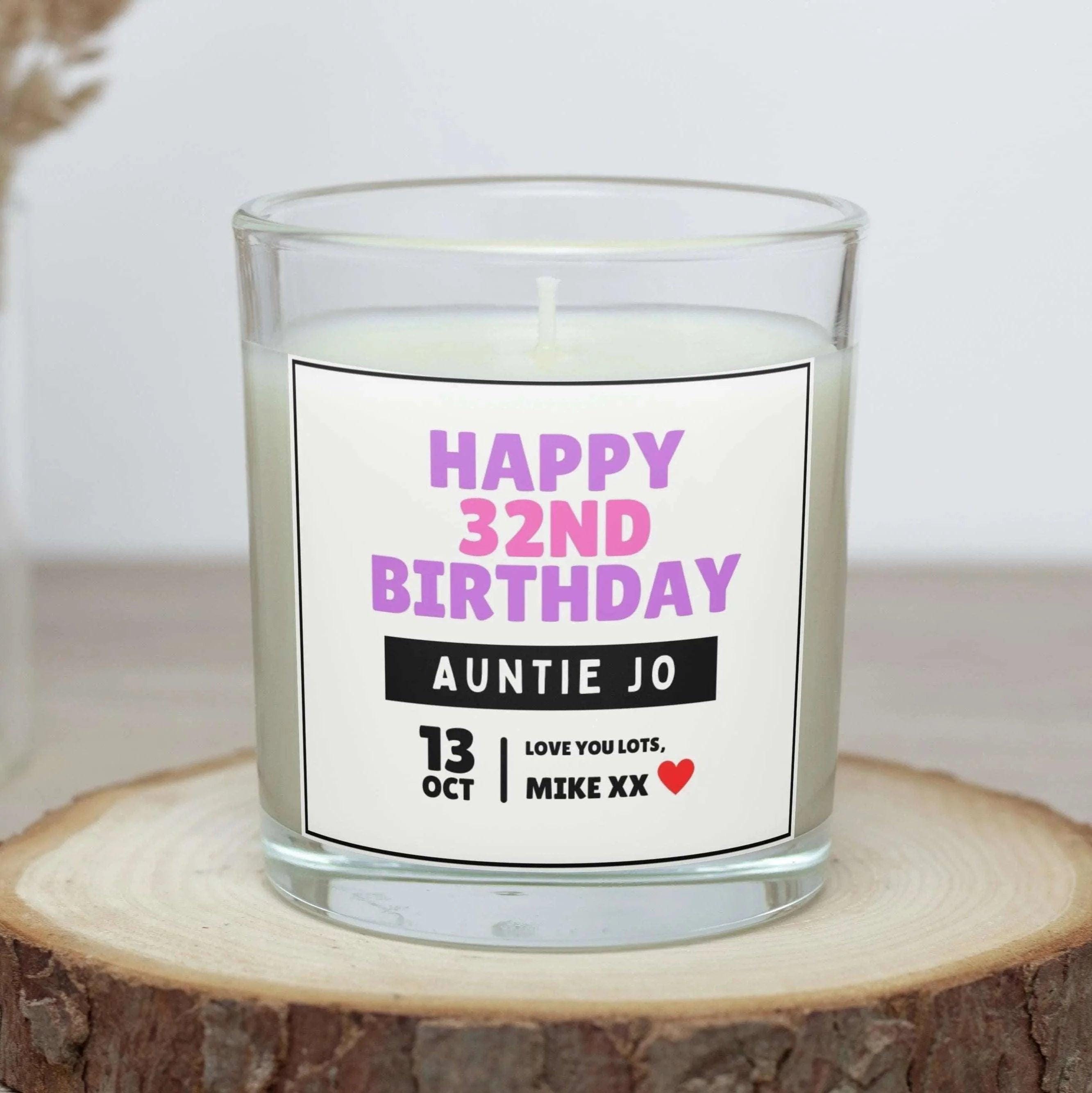 Auntie Happy Milestone Birthday Personalised Candle Gift | Birthday Age and Message | Birthday Gift for Aunty | Happy Birthday Aunt Candle Etsy