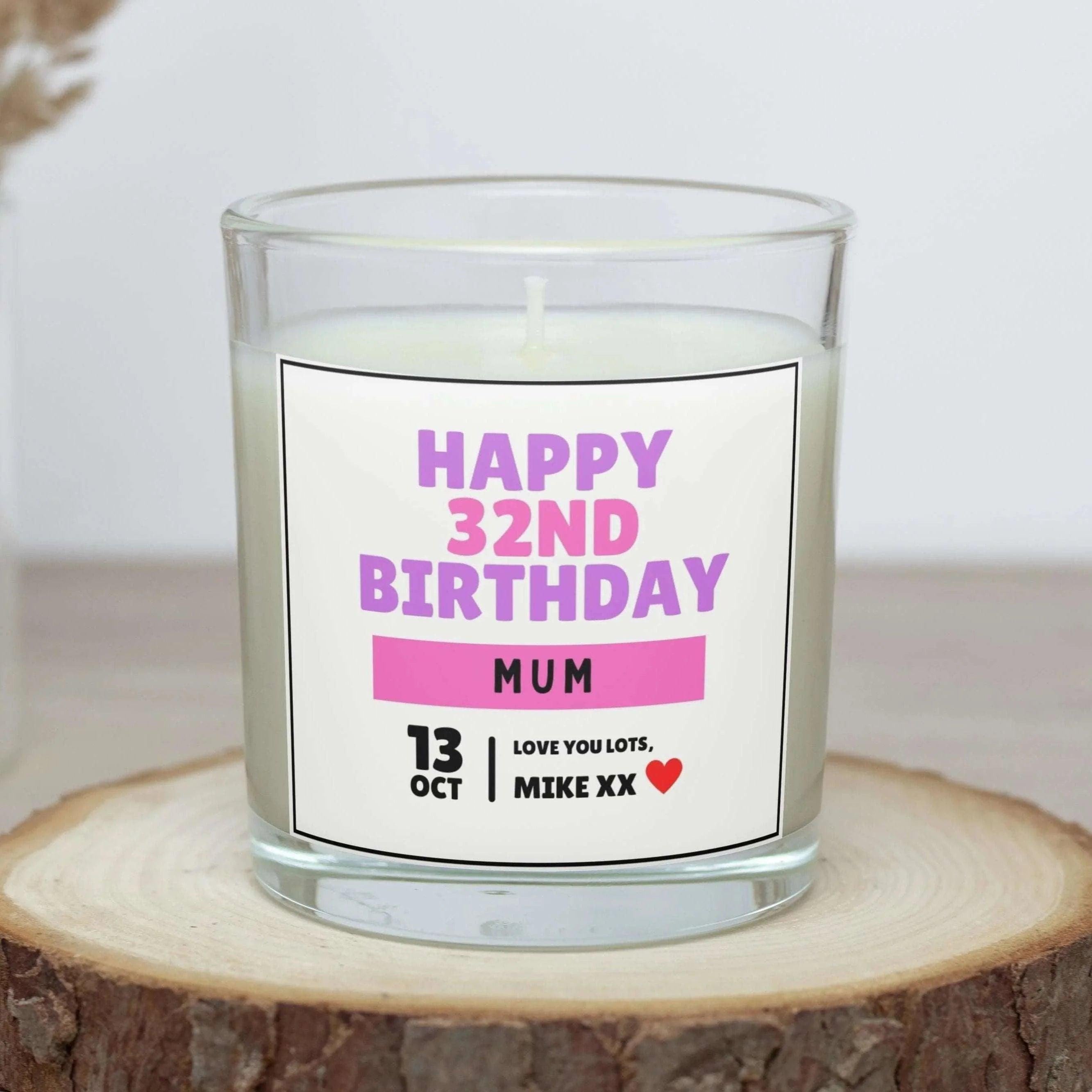 Happy Birthday Mum Personalised Candle | Birthday Gifts for Mum | Mum Birthday Message Candle Gift | Birthday Date Gift | Mum Pink Birthday Etsy