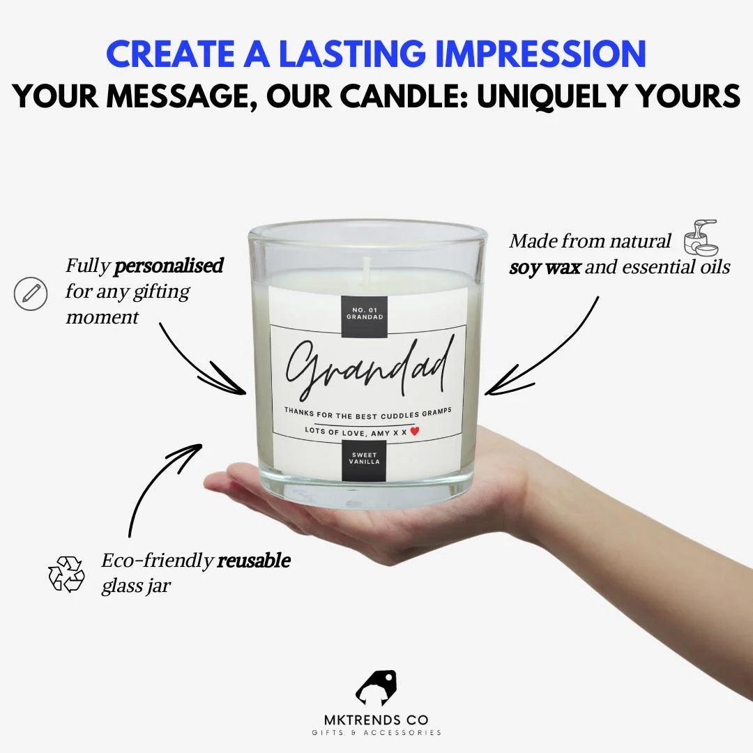 Number 1 Grandad Personalised Candle | Number One Grandad Gift | Custom Grandad Message | Birthday Gift for Grandad | Thank You Grandad Gift Etsy