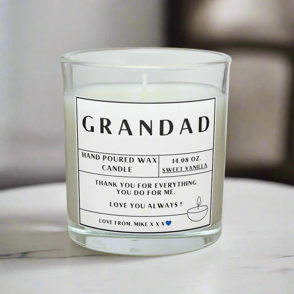 Grandad Message Personalised Candle in Glass Jar | Custom Message Gift | Grandad Birthday Gift | Thank You Grandad Custom Message Candle Etsy