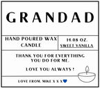 Grandad Message Personalised Candle in Glass Jar | Custom Message Gift | Grandad Birthday Gift | Thank You Grandad Custom Message Candle Etsy