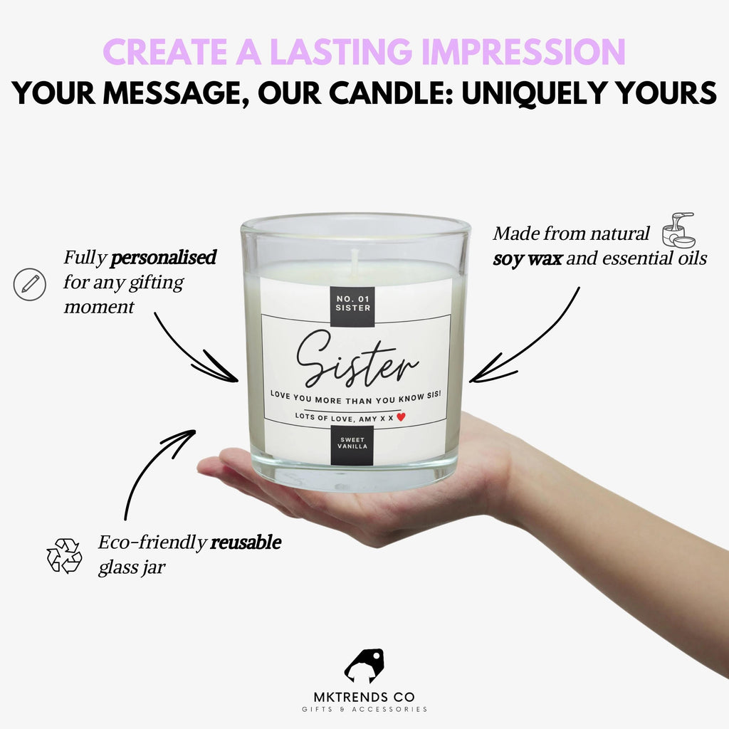 Number 1 Sister Personalised Candle | No.01 Sister | Sister Keepsake Candle | Thoughtful Gift for Sister | Sister Birthday | Christmas Gift Etsy