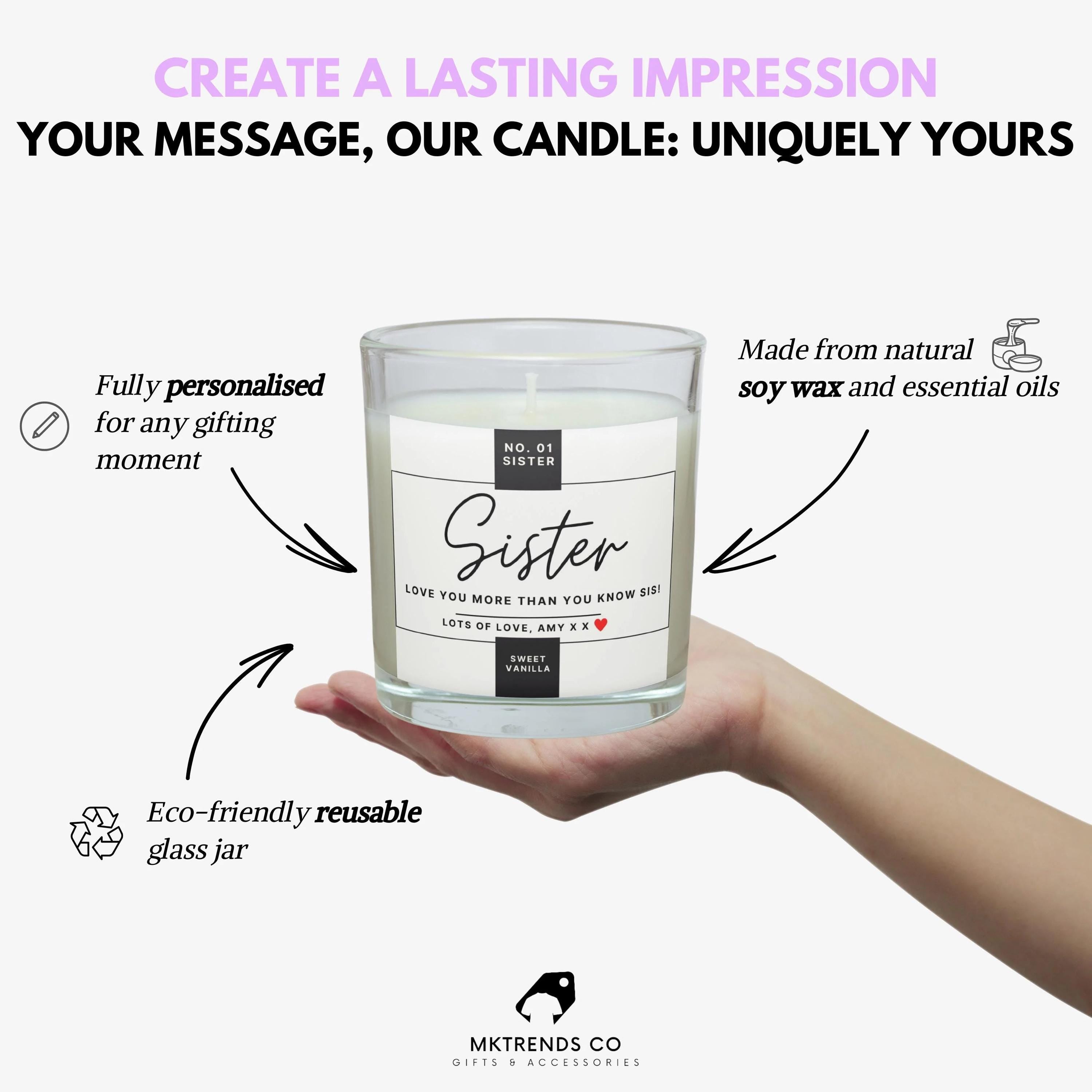 Number 1 Sister Personalised Candle | No.01 Sister | Sister Keepsake Candle | Thoughtful Gift for Sister | Sister Birthday | Christmas Gift Etsy