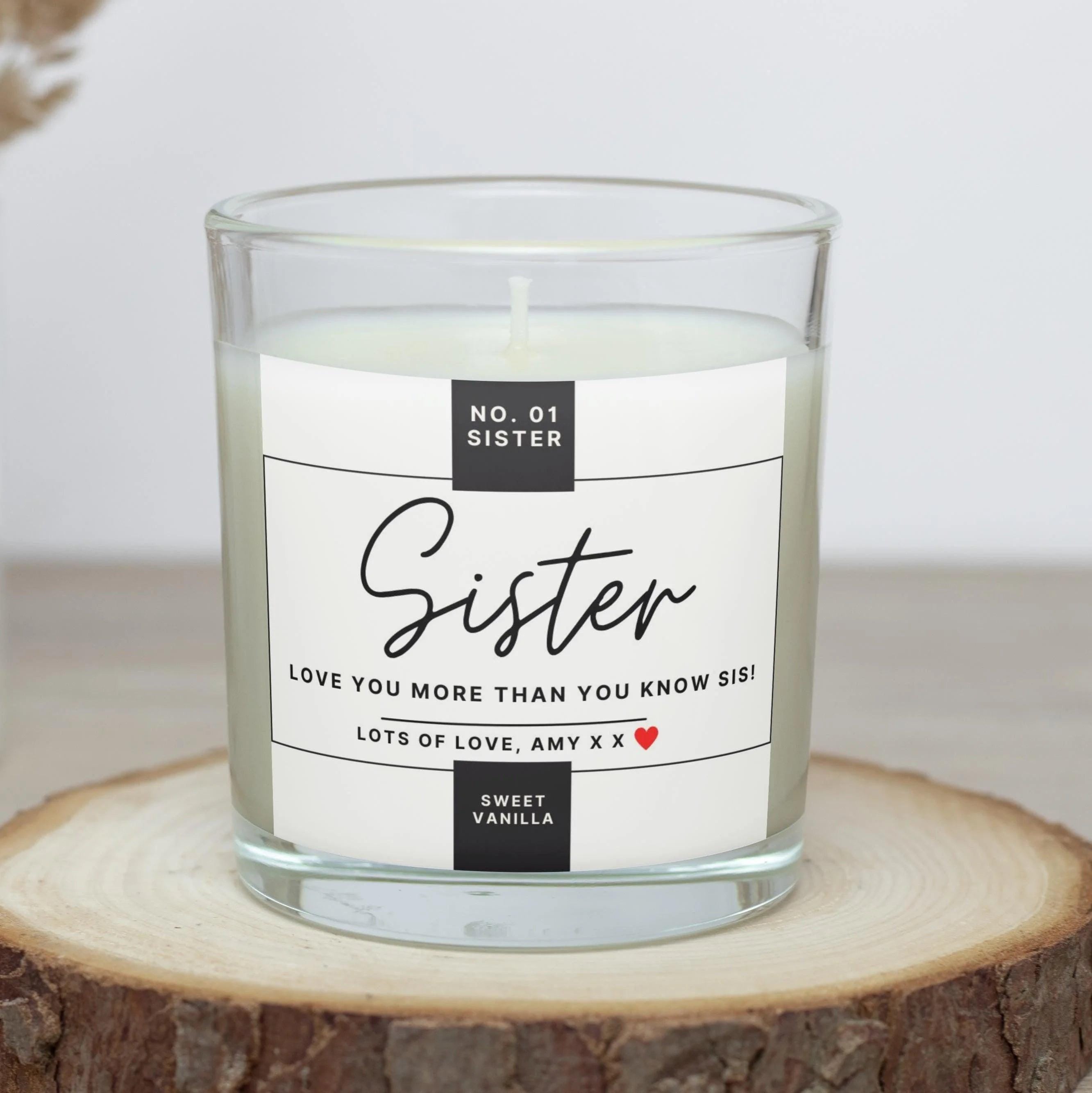 Number 1 Sister Personalised Candle | No.01 Sister | Sister Keepsake Candle | Thoughtful Gift for Sister | Sister Birthday | Christmas Gift Etsy