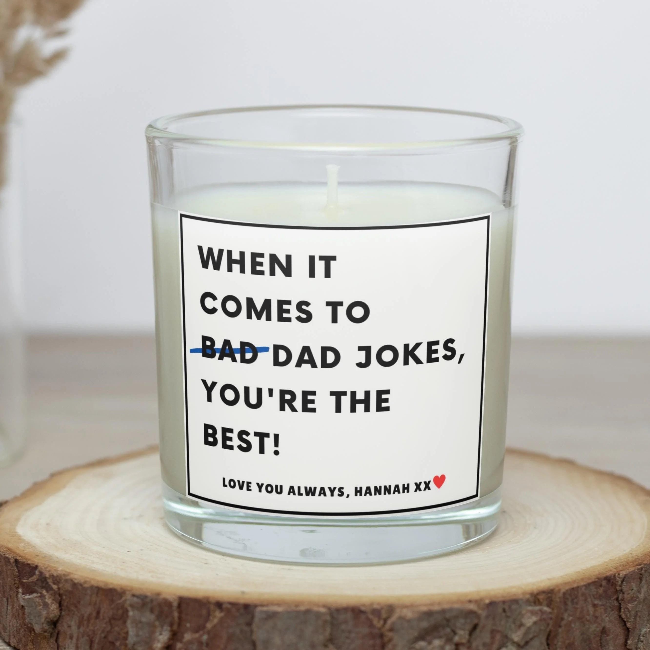 Bad Dad Jokes Funny Personalised Candle | Novelty Gifts for Dad | Funny Dad Joke Message Gift | Dad Pun | Funny Birthday Candle Gift for Dad Etsy
