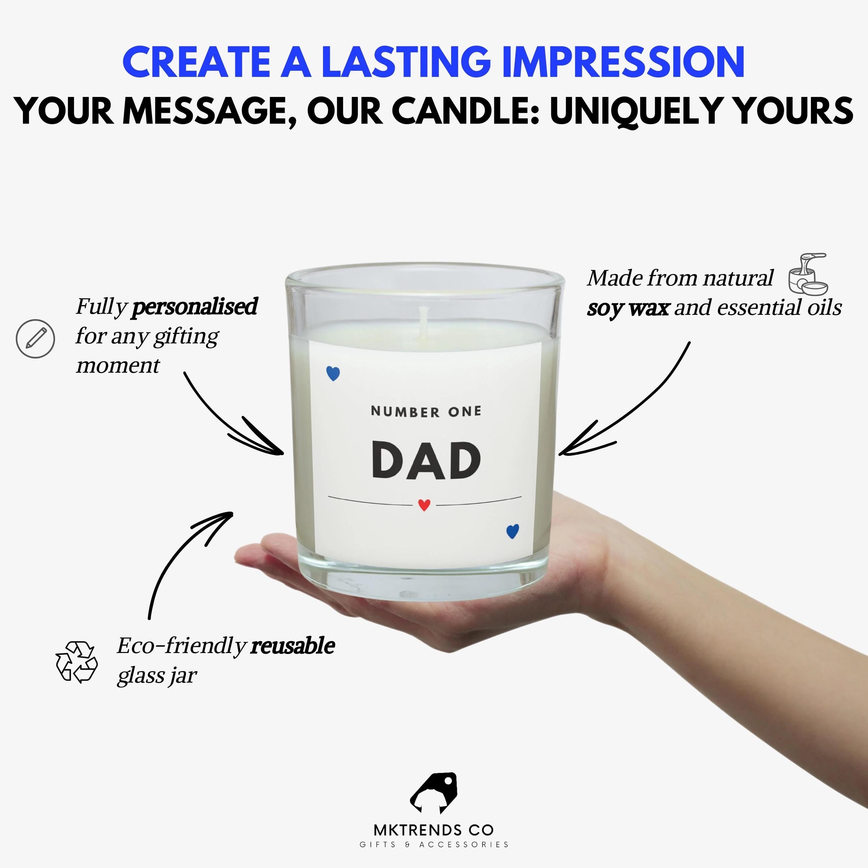 Number One Dad Personalised Candle | Number 1 Dad Gift | Dad Message Candle | Thoughtful Dad Gift | Dad Birthday Gift | From Son Daughter Etsy