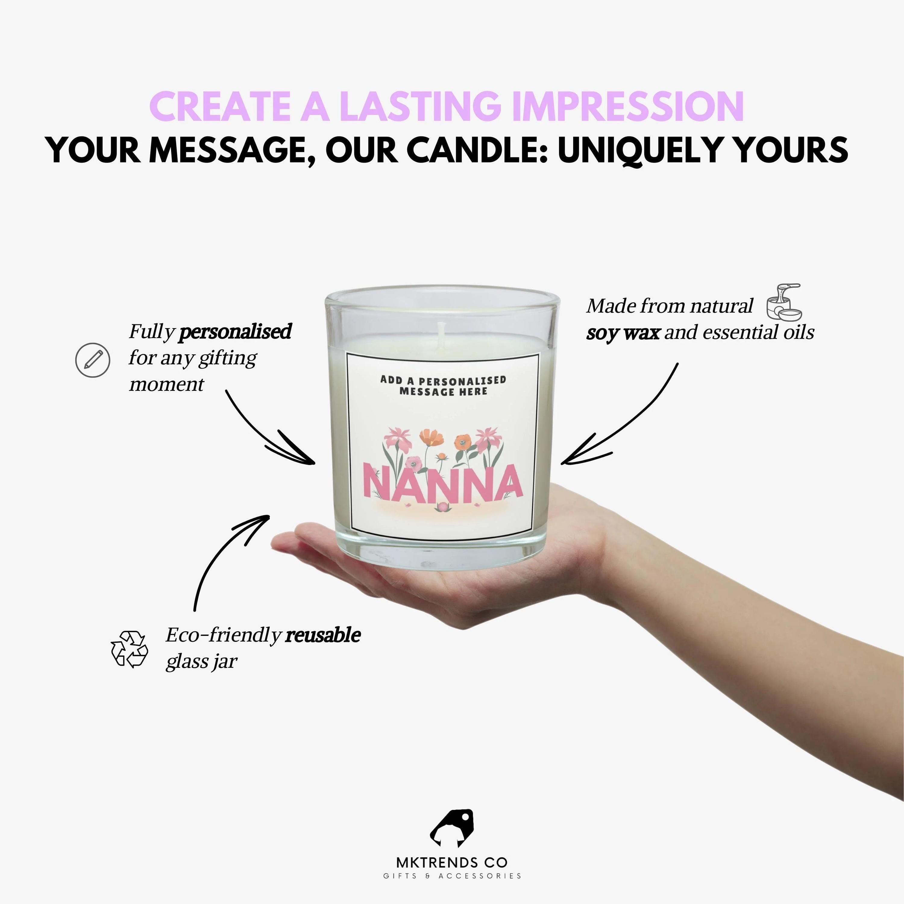 Nanna Message Flowers Personalised Candle | Gift for Nanna | Birthday Gifts for Nanna | Christmas | Custom Nanna | Nanna Message Candle Gift Etsy