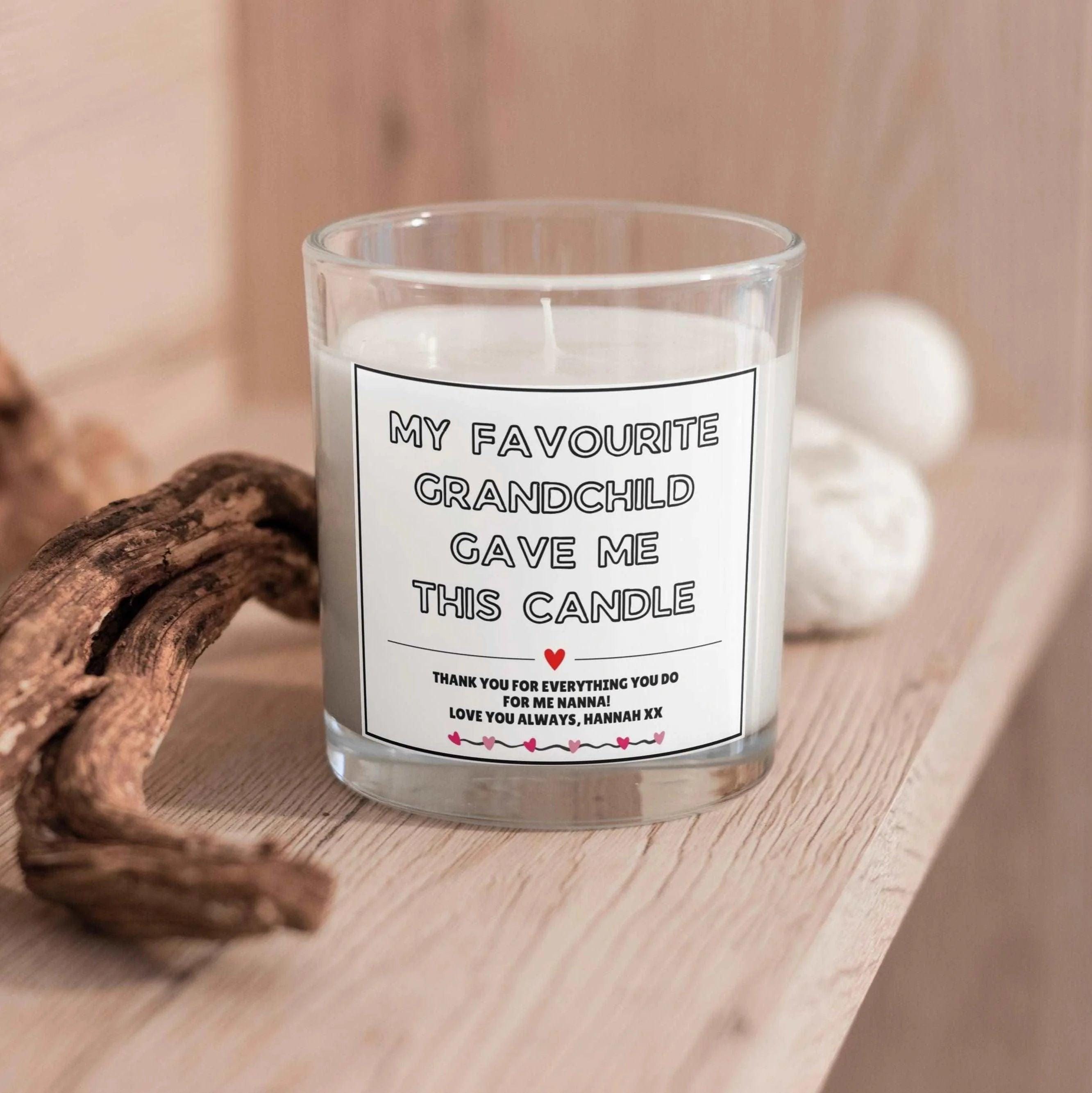 Funny Novelty Personalised Candle for Nanna | From Favourite Grandchild Gift | Novelty Nanna Message Candle | Grandma Gifts | Best Nan Gift Etsy