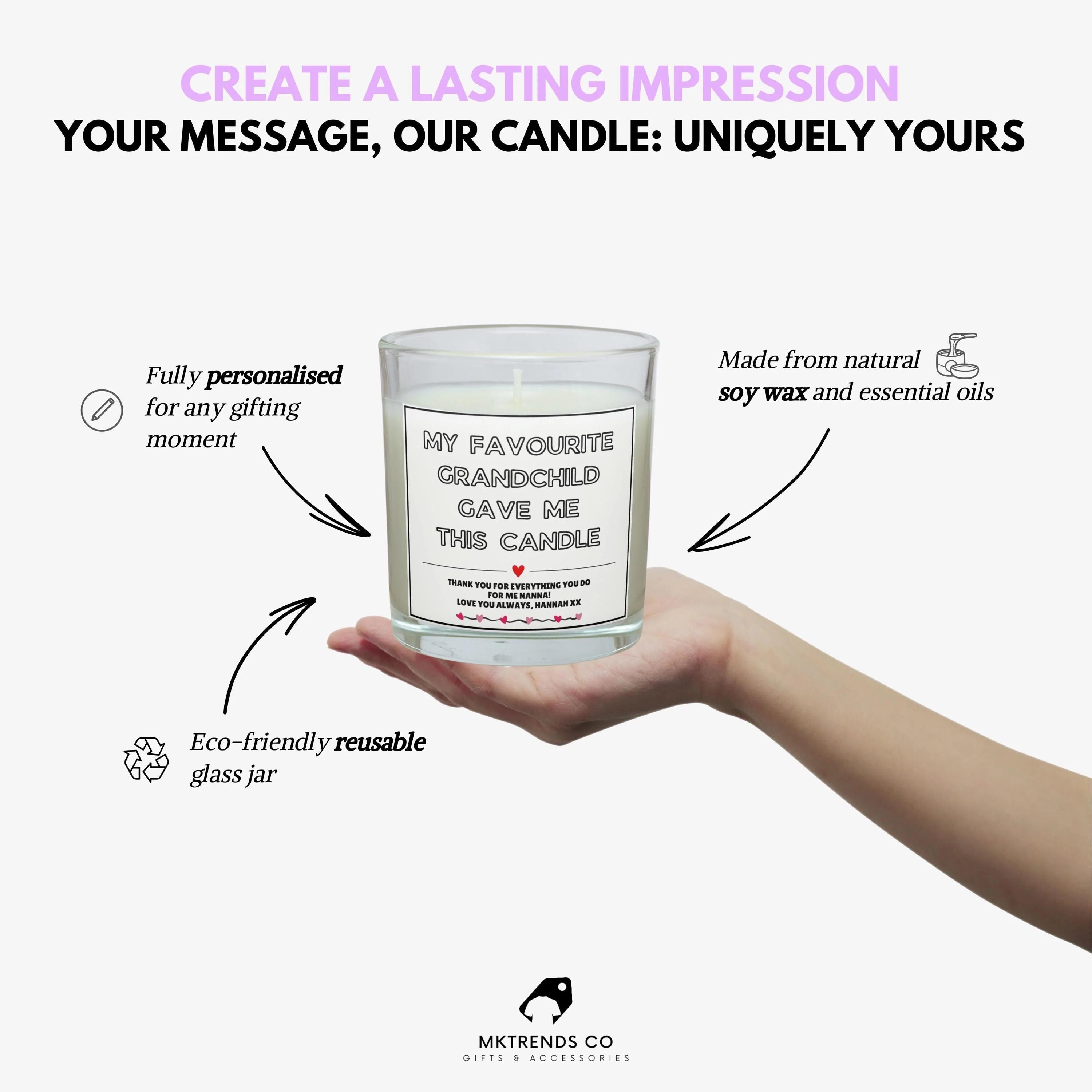 Funny Novelty Personalised Candle for Nanna | From Favourite Grandchild Gift | Novelty Nanna Message Candle | Grandma Gifts | Best Nan Gift Etsy