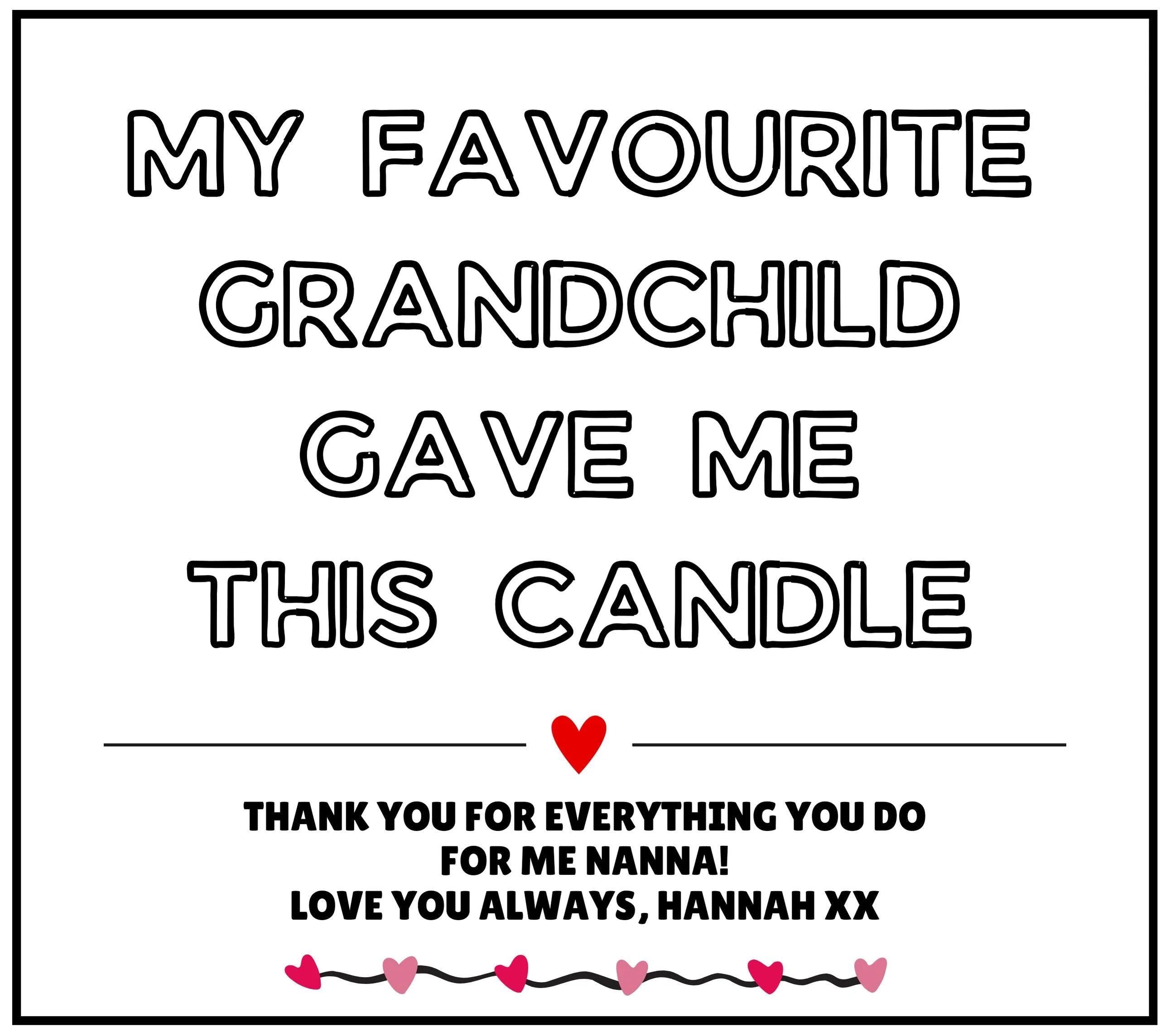 Funny Novelty Personalised Candle for Nanna | From Favourite Grandchild Gift | Novelty Nanna Message Candle | Grandma Gifts | Best Nan Gift Etsy