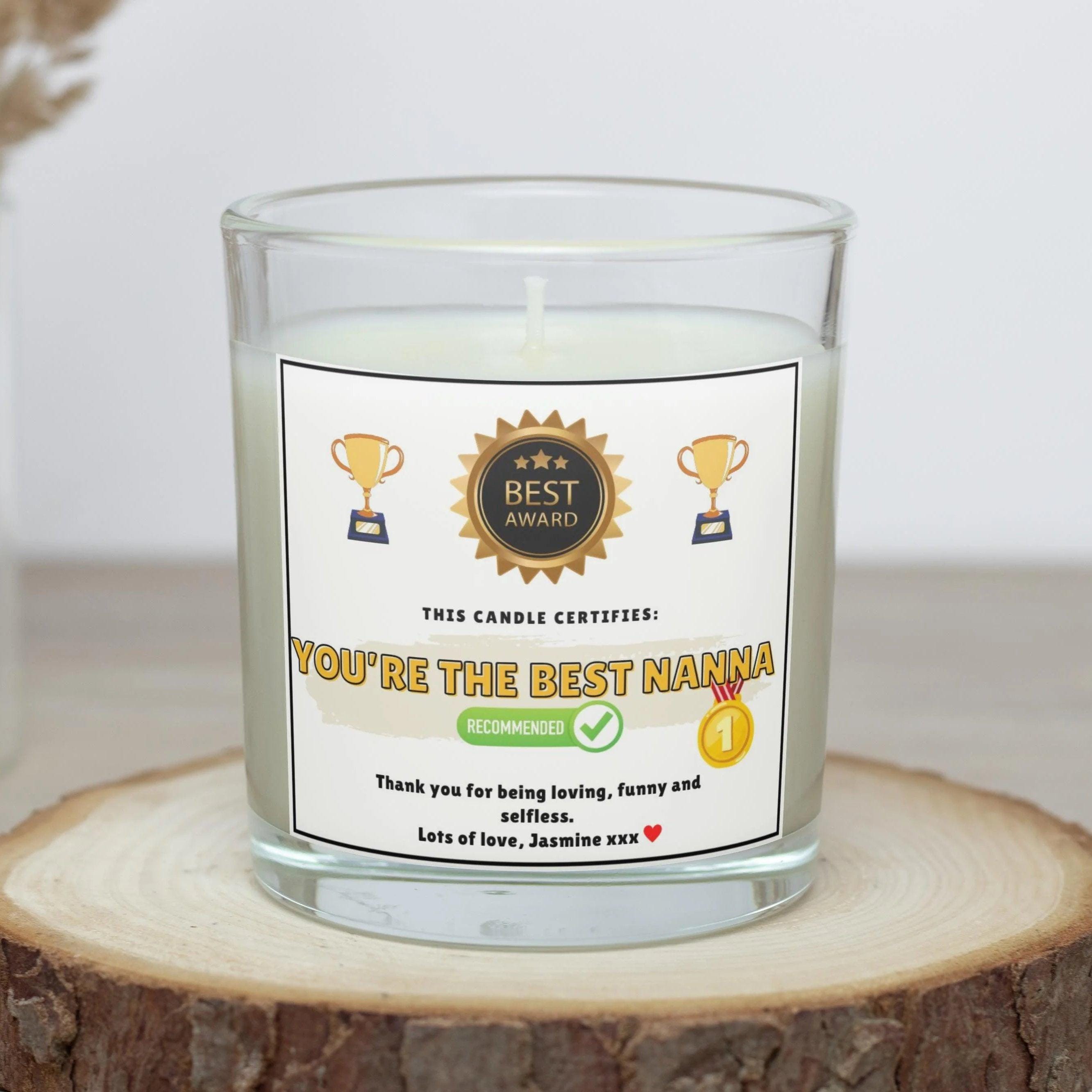 You're the Best Nanna Certificate Personalised Candle | Funny Nanna Gift | Novelty Nanna Award Candle Gift | Best Nanna Gifts | Nan Gifts Etsy