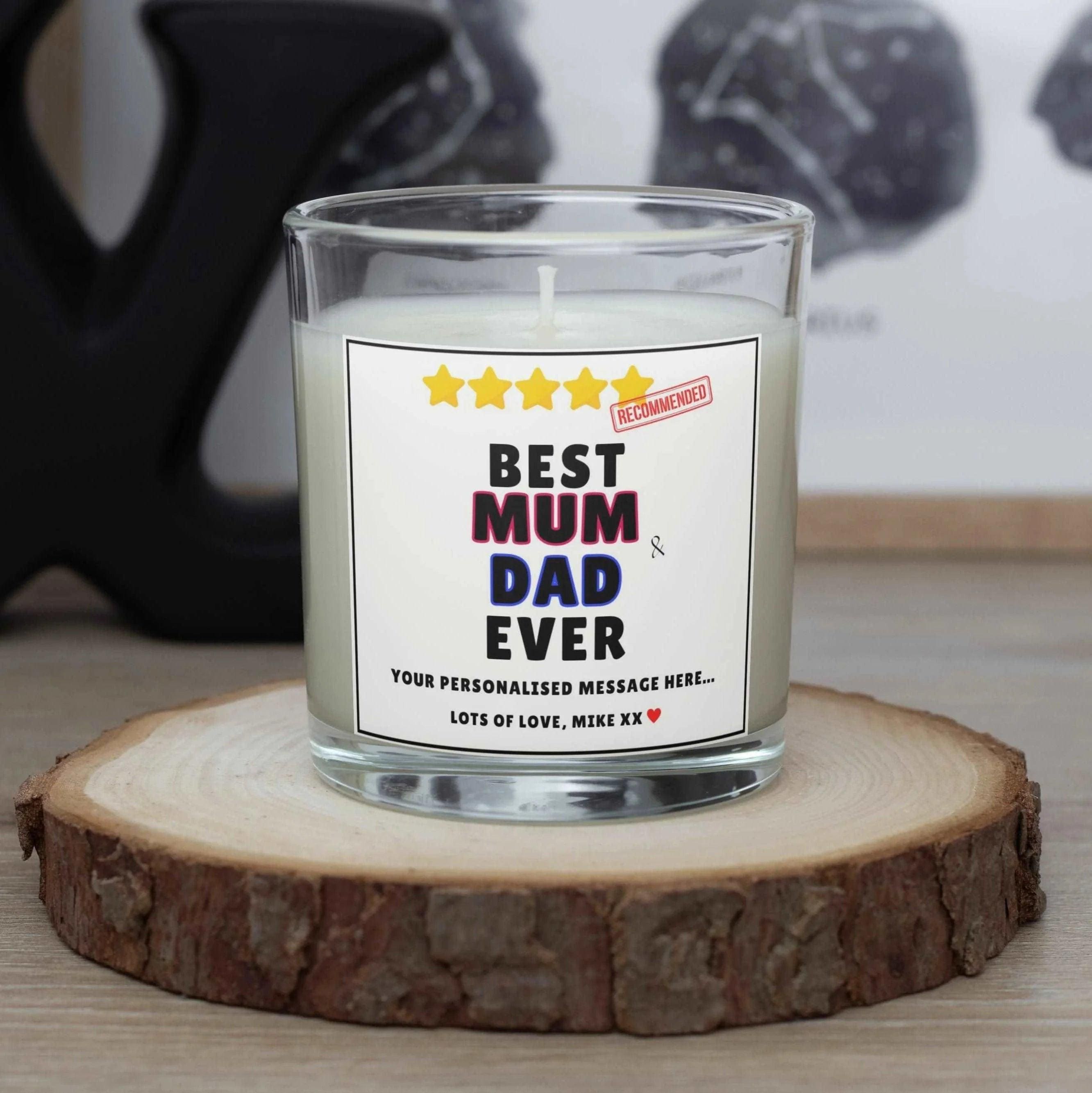 Best Mum & Dad Gift | Mum and Dad Personalised Candle | Gift for Mum and Dad | Best Mum Dad Award | Christmas Gift | Anniversary Gifts Etsy