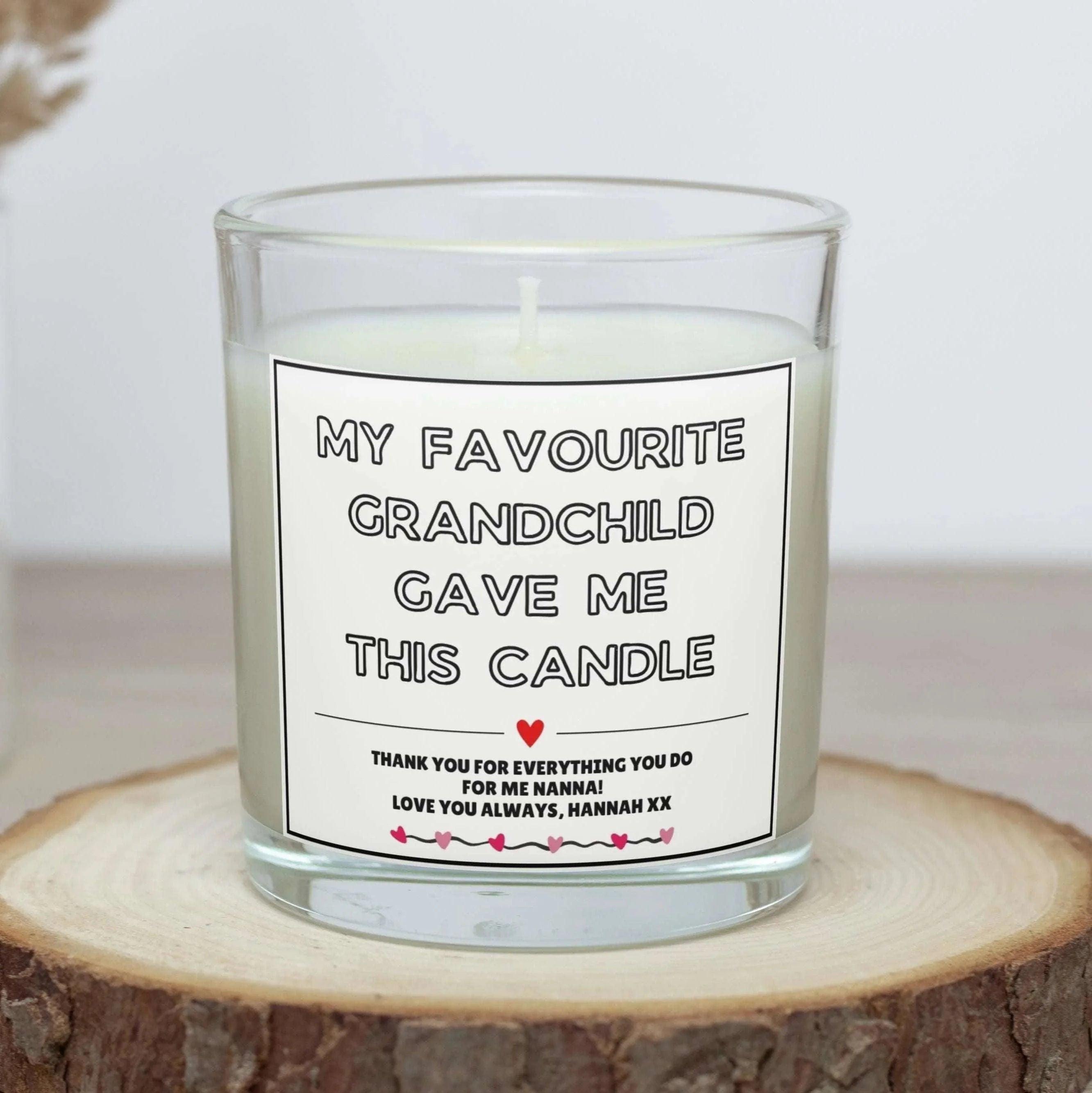Funny Novelty Personalised Candle for Nanna | From Favourite Grandchild Gift | Novelty Nanna Message Candle | Grandma Gifts | Best Nan Gift Etsy