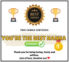 You're the Best Nanna Certificate Personalised Candle | Funny Nanna Gift | Novelty Nanna Award Candle Gift | Best Nanna Gifts | Nan Gifts Etsy