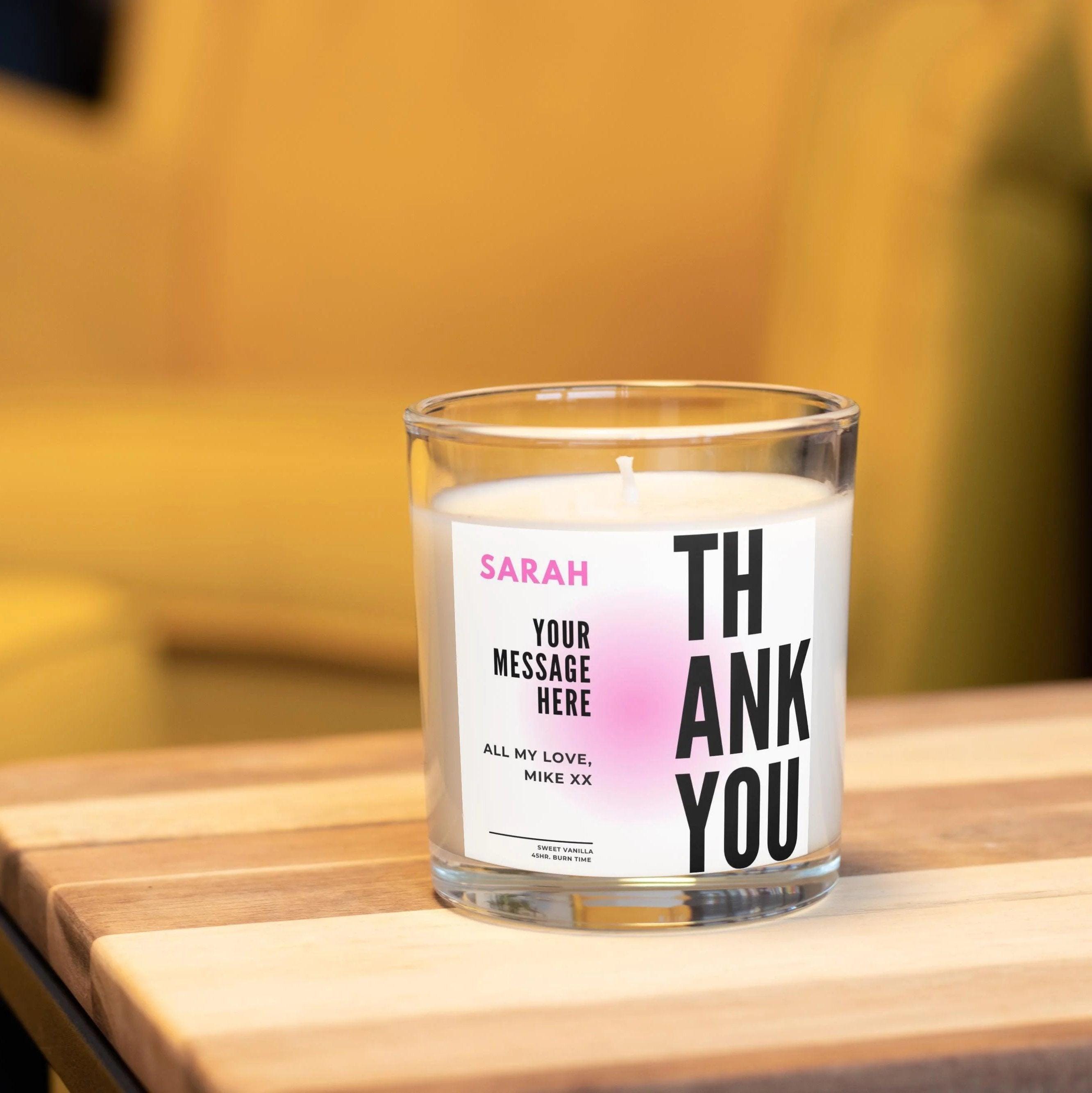 Thank You Gift for Her | Personalised Candle | Name Message Gift | Appreciation Candle | Thank You Present for Her | Personalised Thank You Etsy
