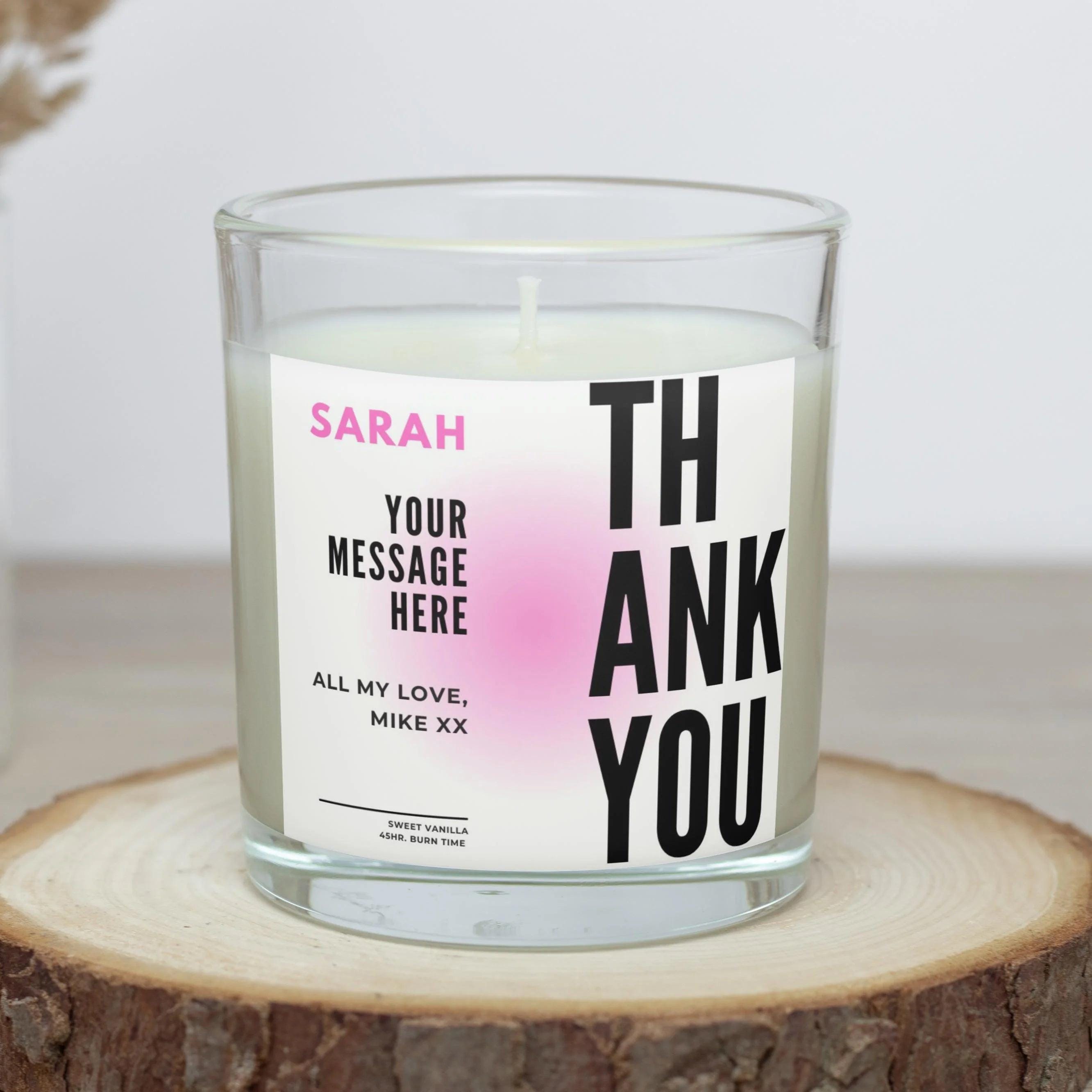 Thank You Gift for Her | Personalised Candle | Name Message Gift | Appreciation Candle | Thank You Present for Her | Personalised Thank You Etsy